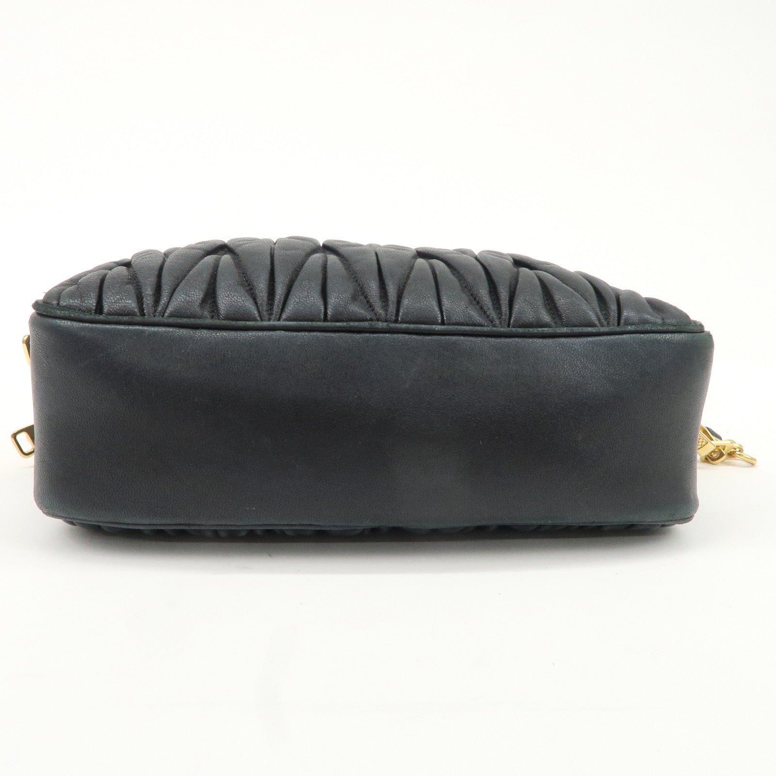MIU MIU Matelasse Leather Shoulder Bag Black Used
