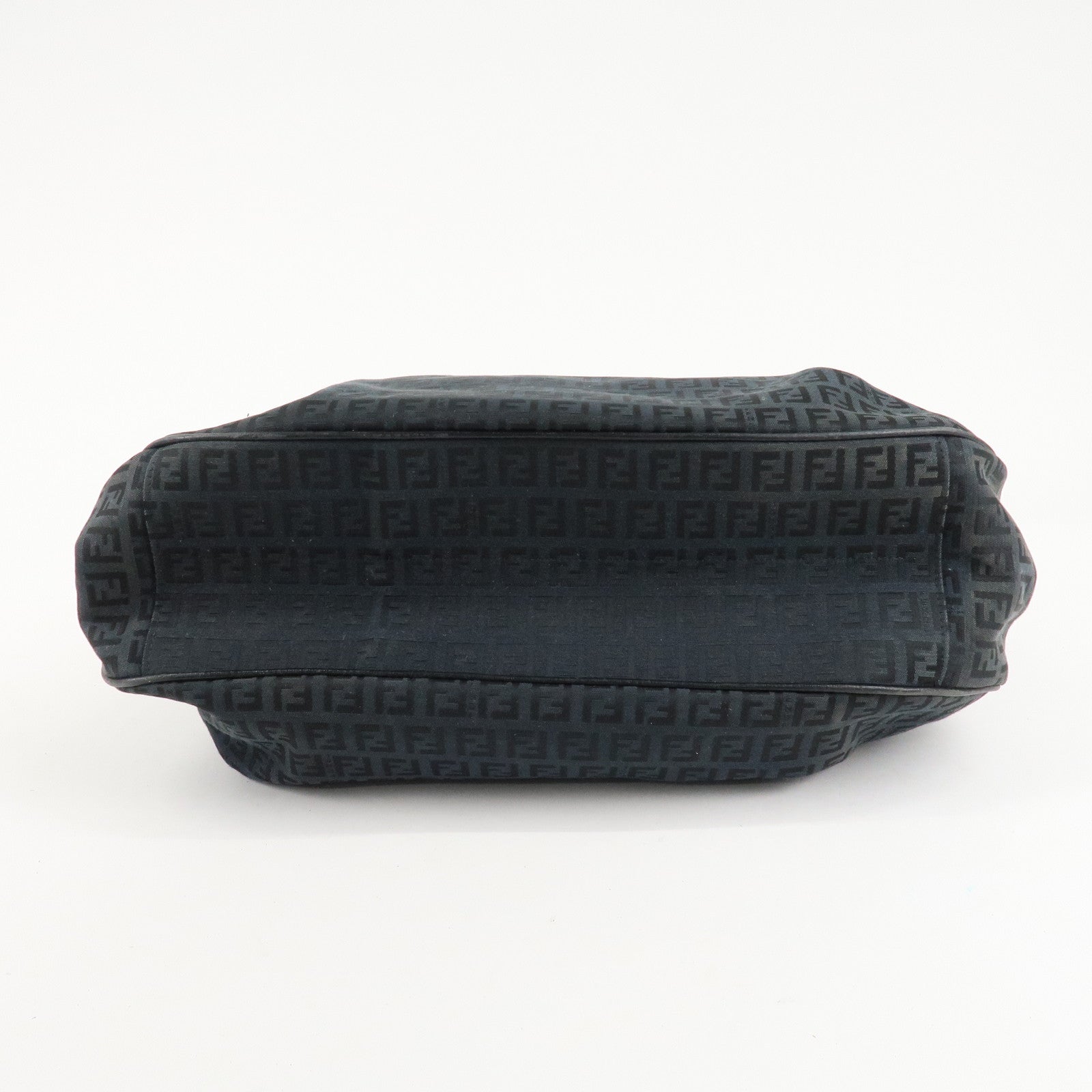 FENDI Zucchino Canvas Leather Tote Bag Black 8BH220 Used