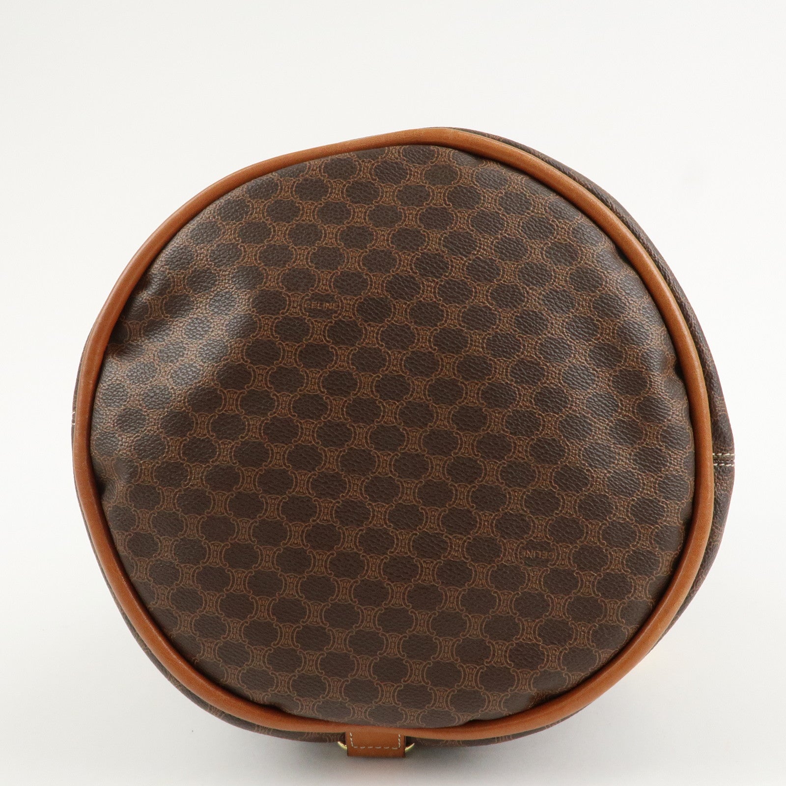 CELINE Macadam PVC Leather One Shoulder Bag Dark Brown Used