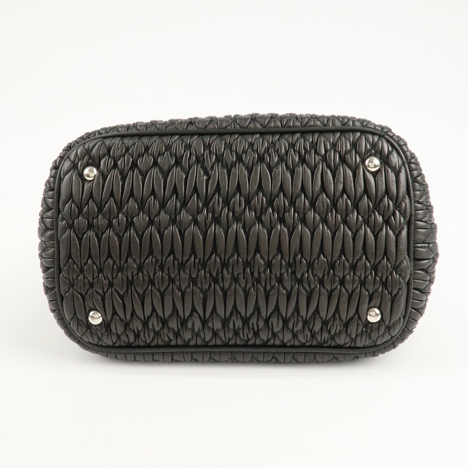 MIU MIU Matelasse Leather 2WAY Bag Hand Bag Black RN0896 Used