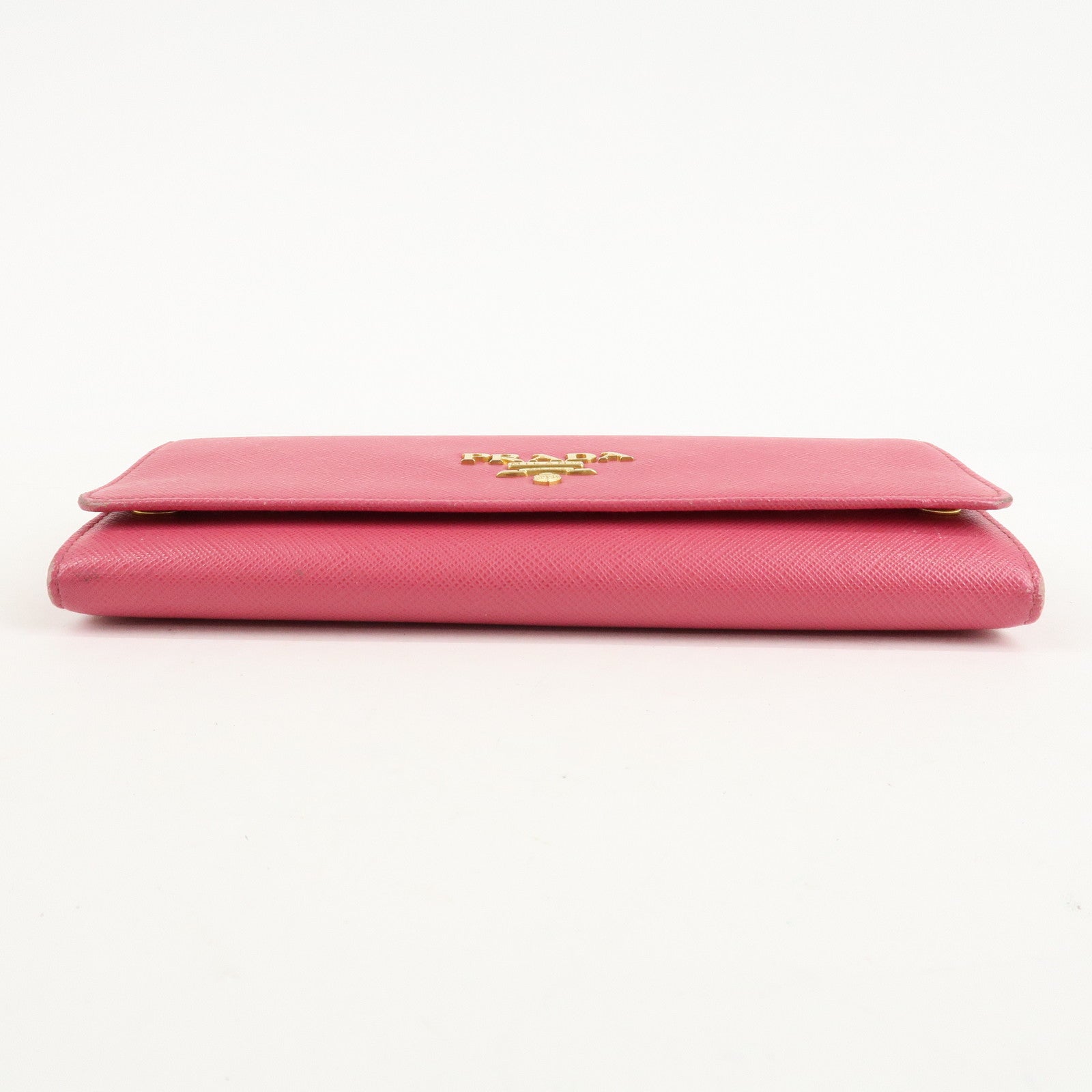 PRADA Saffiano Metal Chain Wallet Shoulder Bag Pink 1DH002 Used