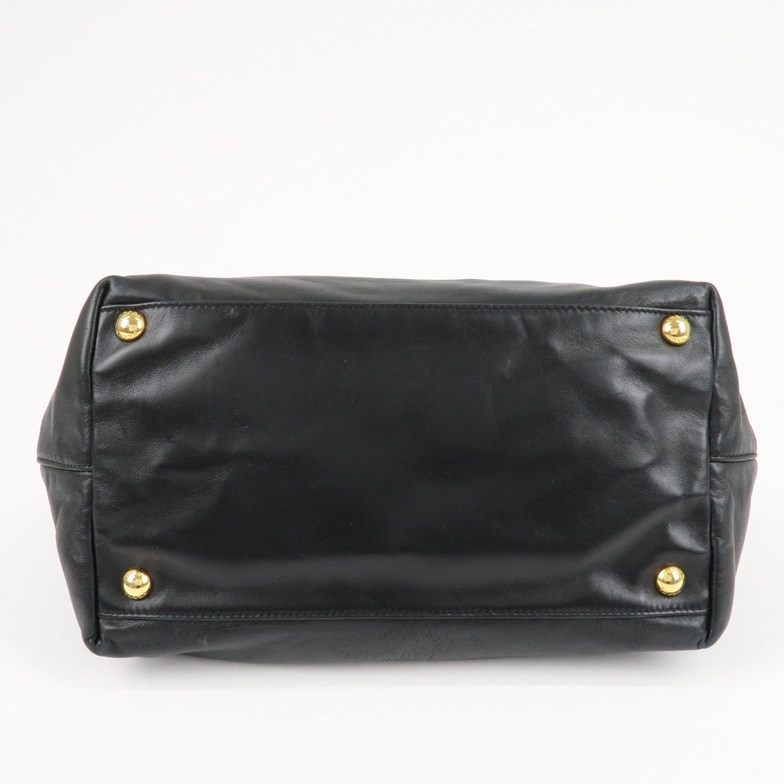 PRADA Nappa Leather Ribbon Tote Bag Hand Bag NERO Black BN1601 Used