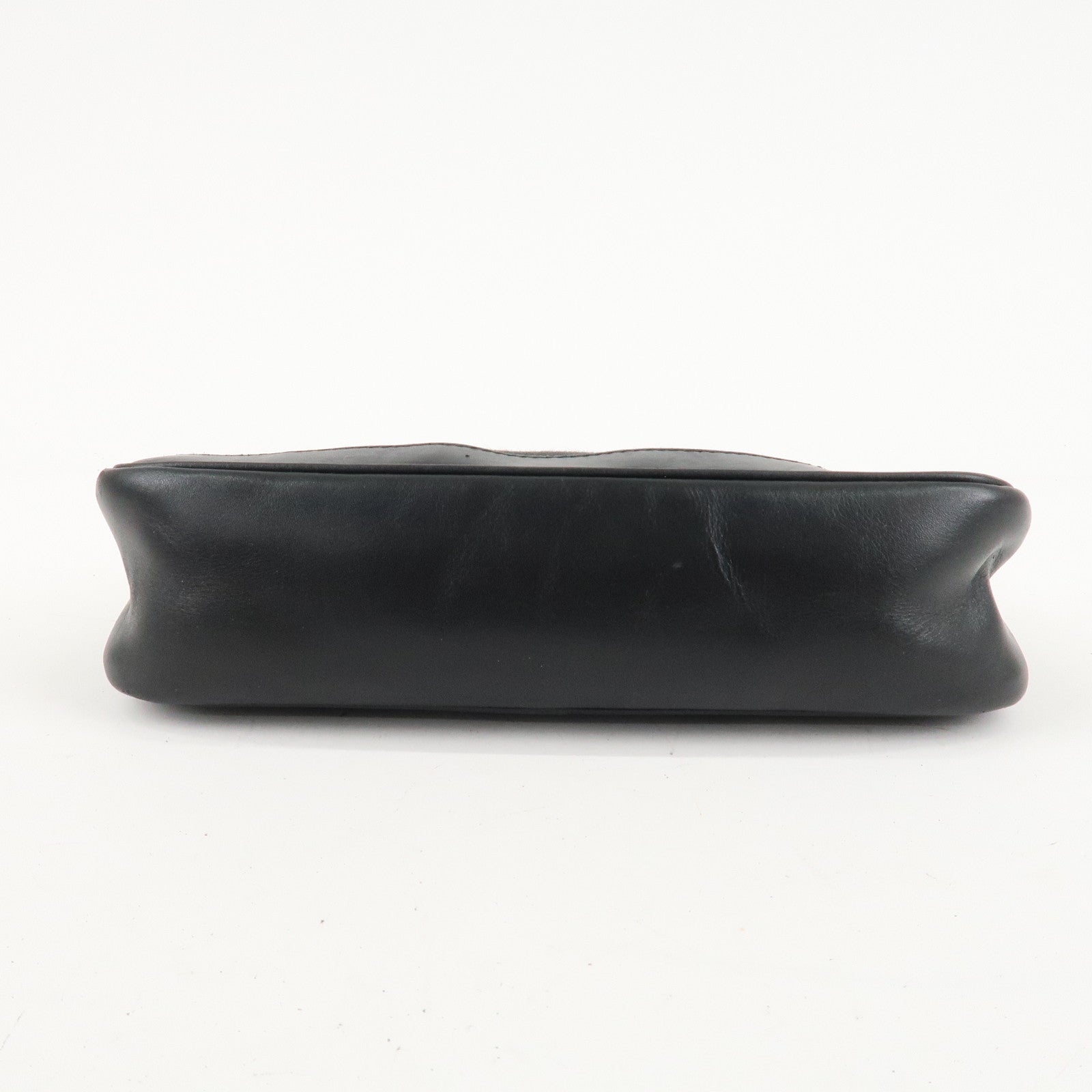 GUCCI Sherry Canvas Leather Accessory Pouch Hand Bag Black 92820 Used