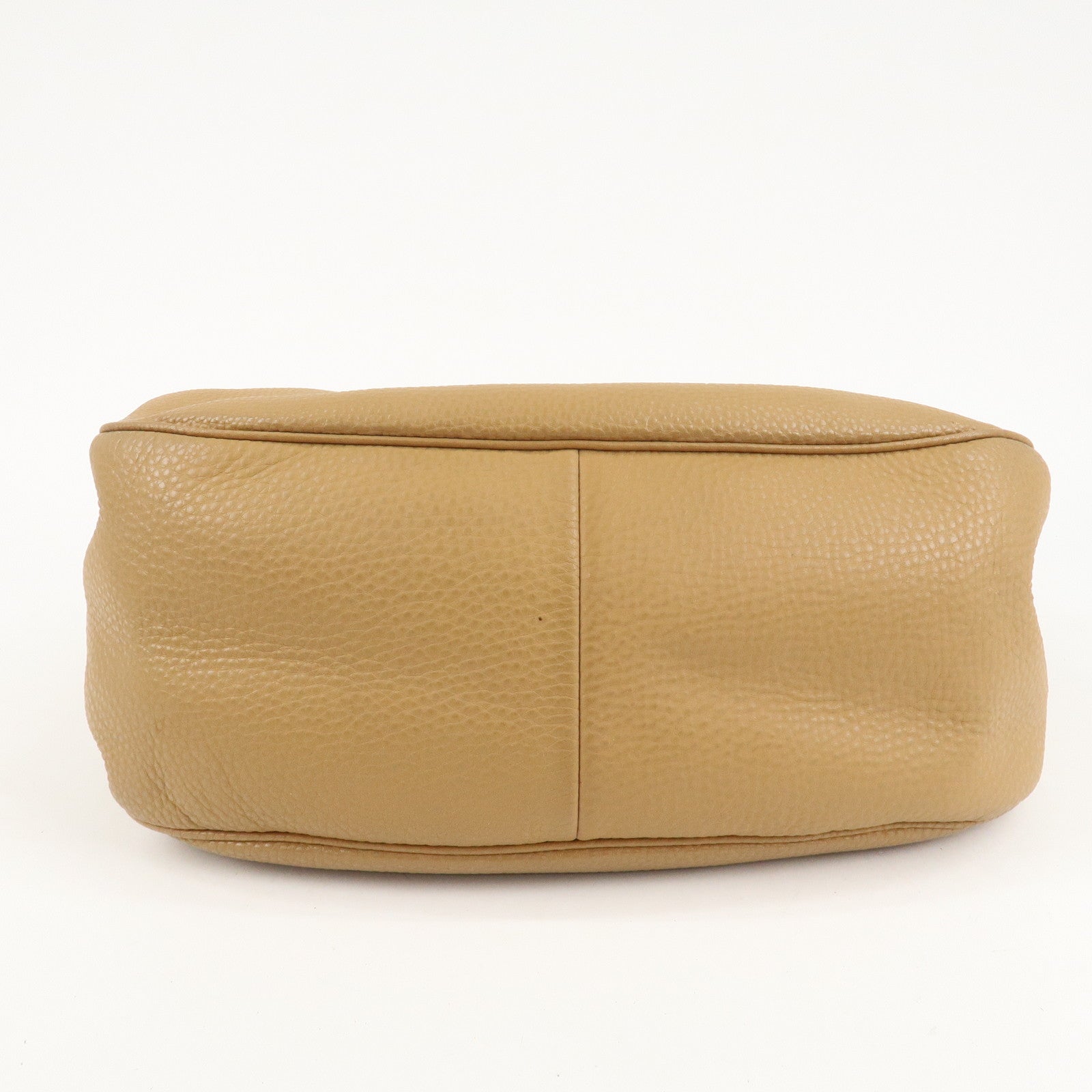 PRADA Leather Shoulder Bag Hand Bag Beige Used