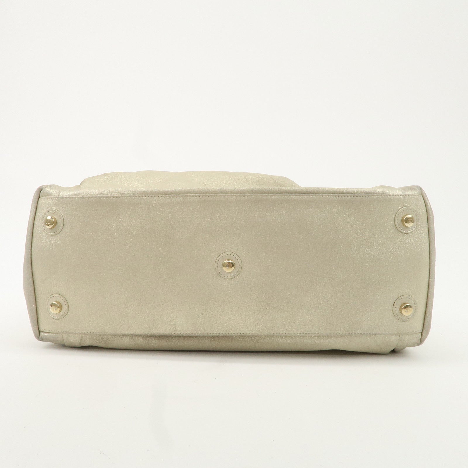 Christian Dior Leather Chain Shoulder Bag Tote Bag Silver Used