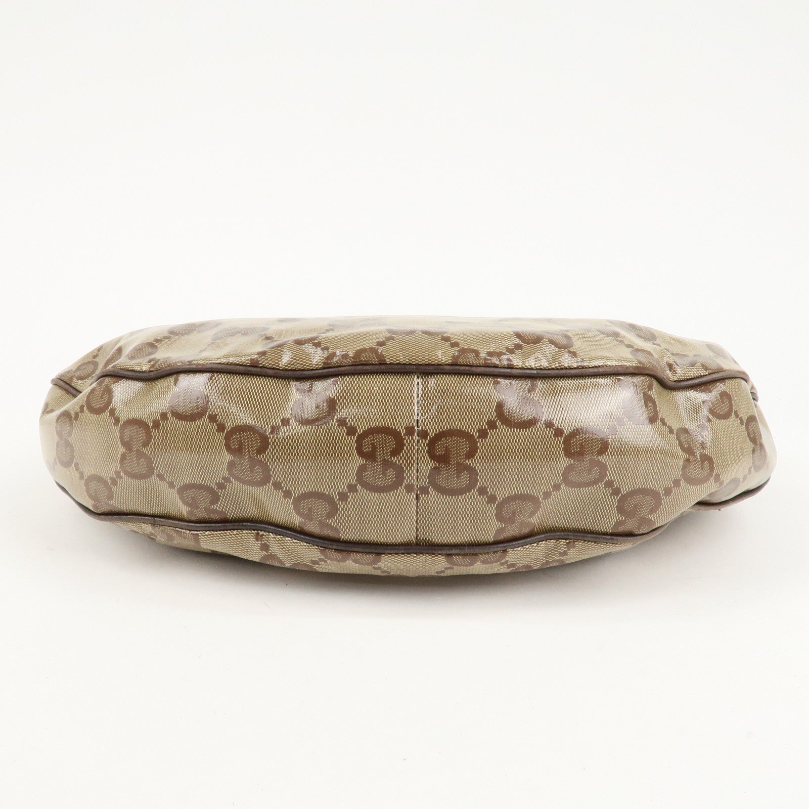 GUCCI GG Crystal Leather Shoulder Bag Hand Bag Brown 257297 Used