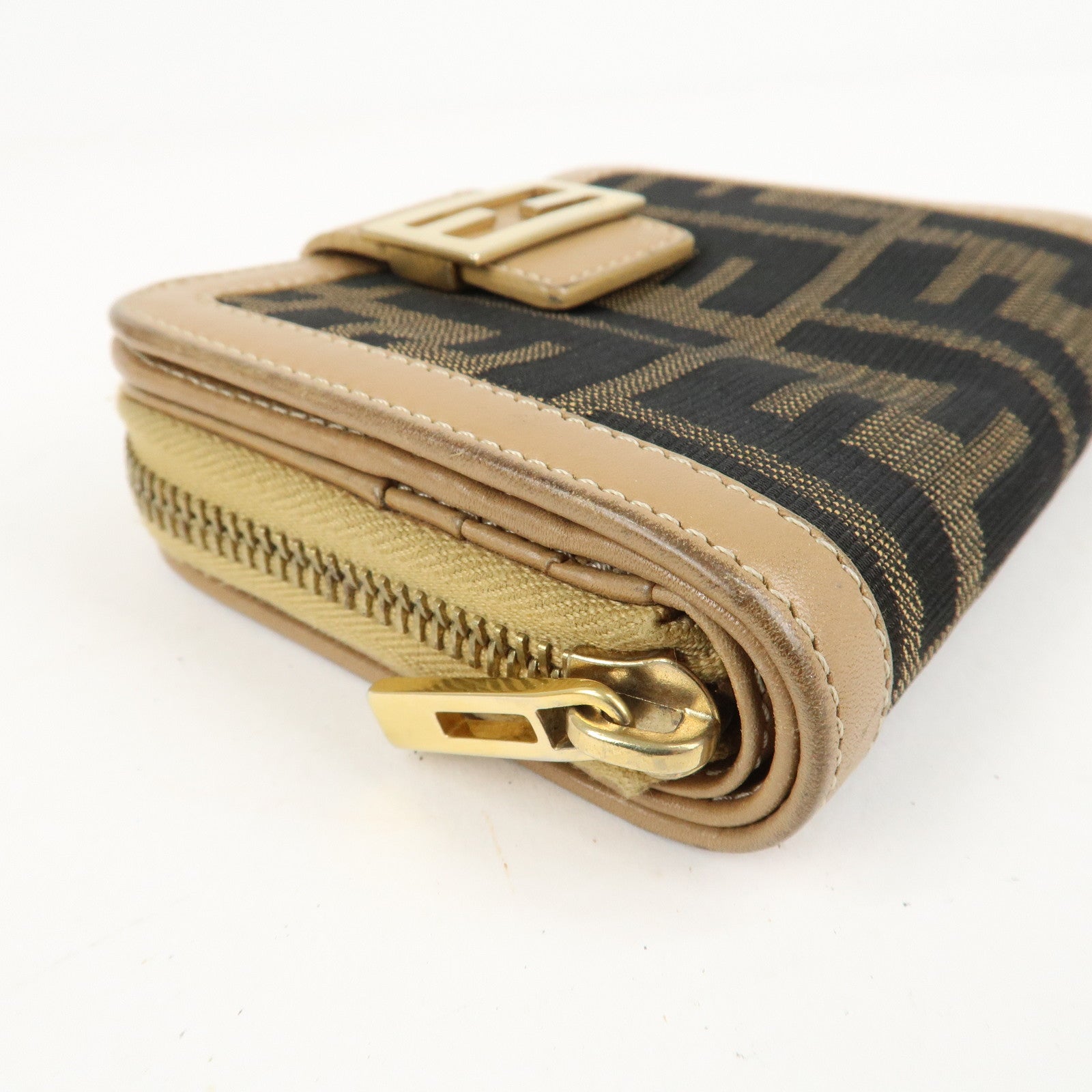 FENDI Zucca Zucchino Set of 3 Canvas Leather Wallet Used