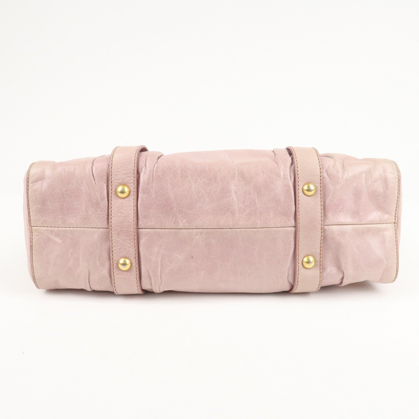 MIU MIU Logo Leather 2WAY Bag Shoulder Bag Hand Bag Pink Used