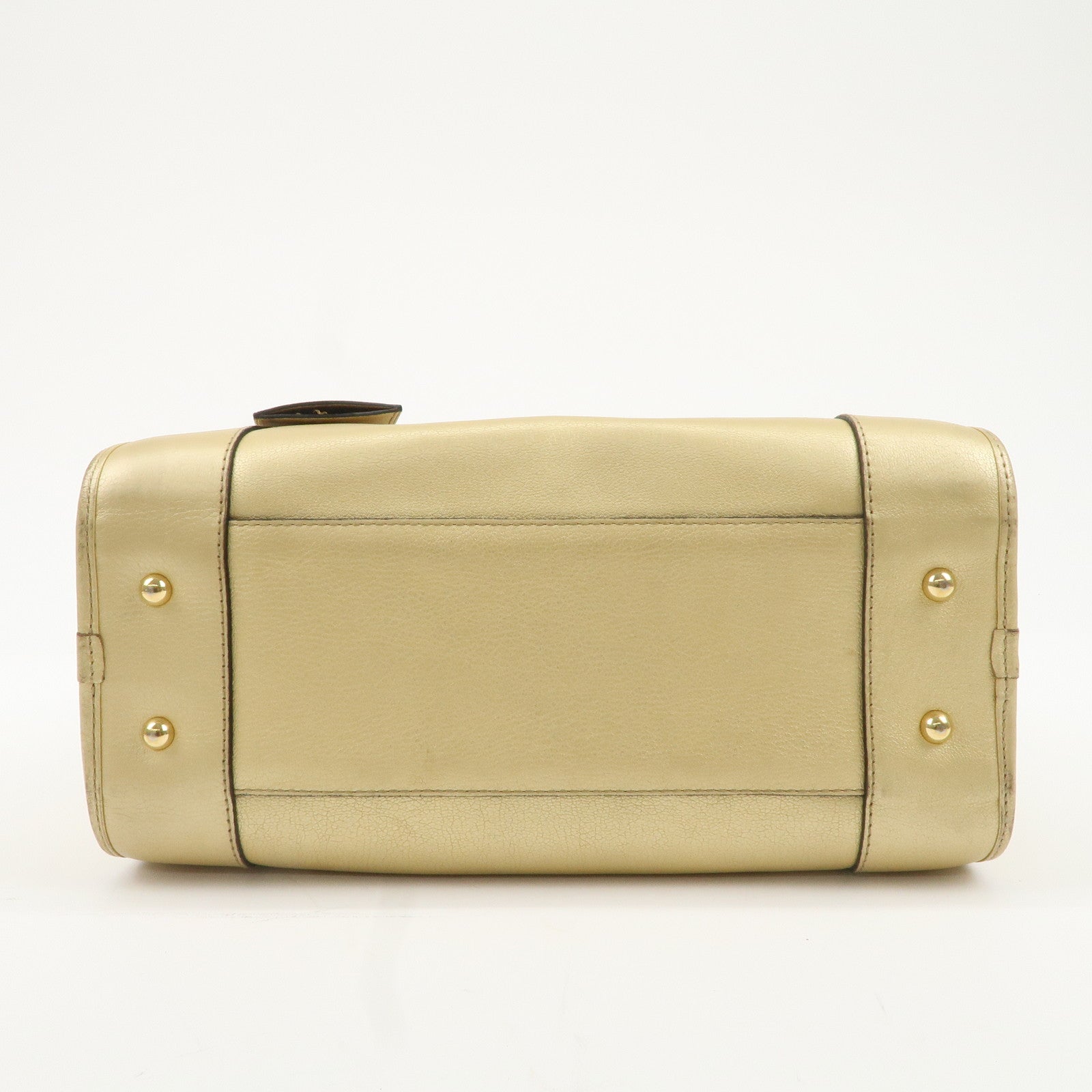 LOEWE Anagram Leather Amazona 28 Hand Bag Gold Used