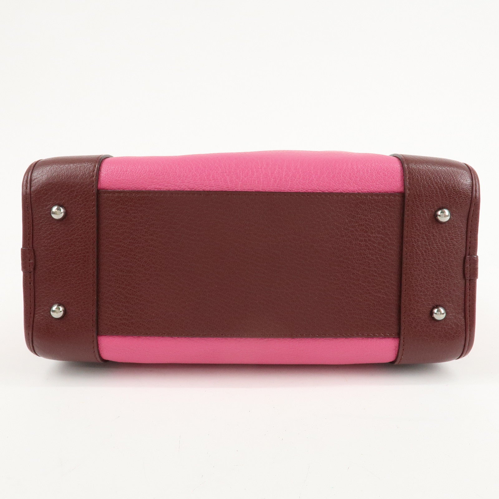 LOEWE Anagram Leather Amazona 28 Hand Bag Pink Bordeaux Used