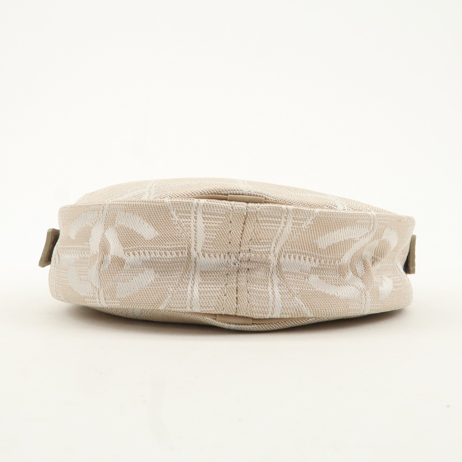 CHANEL New Travel Line Nylon Jacquard Leather Round Pouch T9951S Used