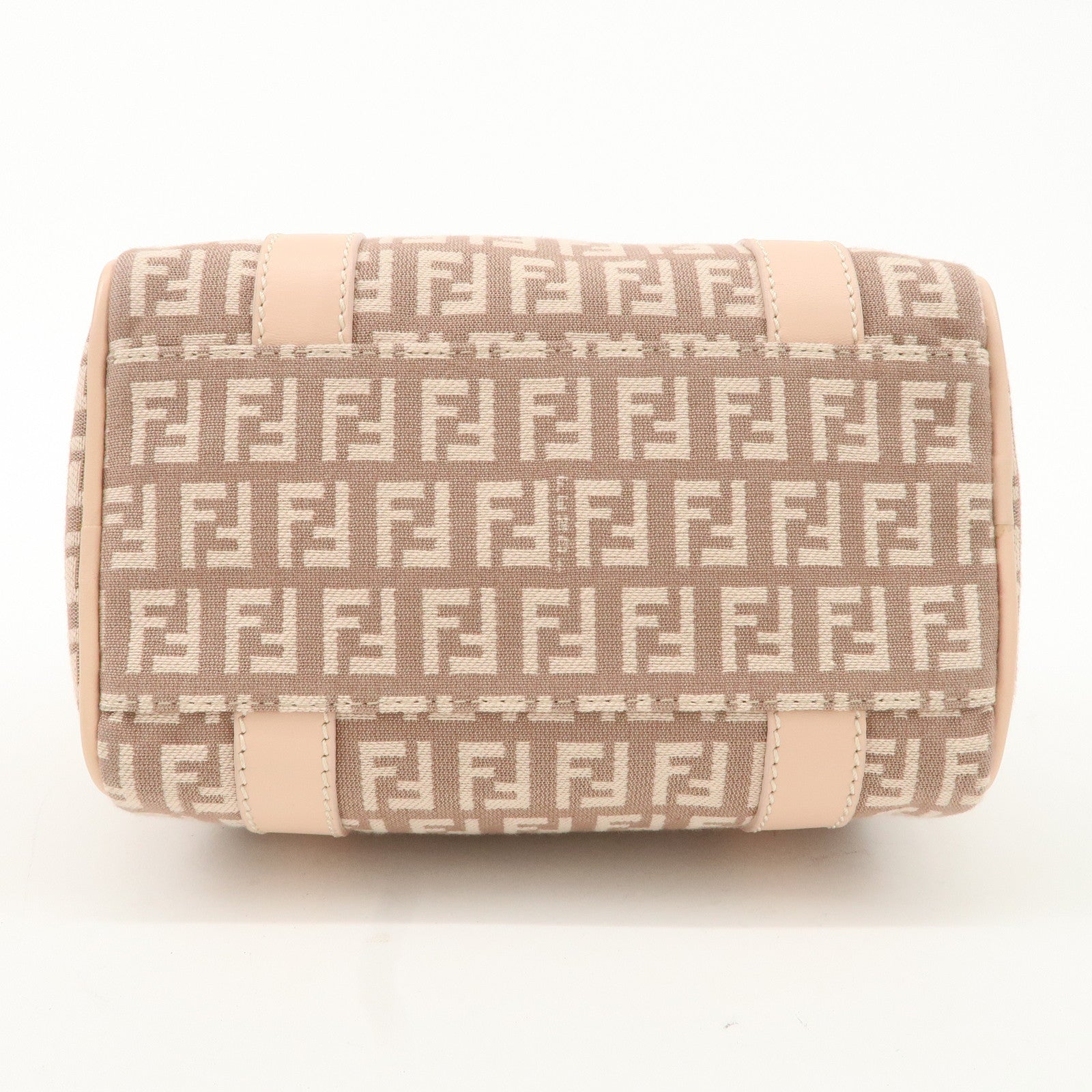 FENDI Zucchino Canvas Leather Mini Boston Bag Pink 8BL071 Used