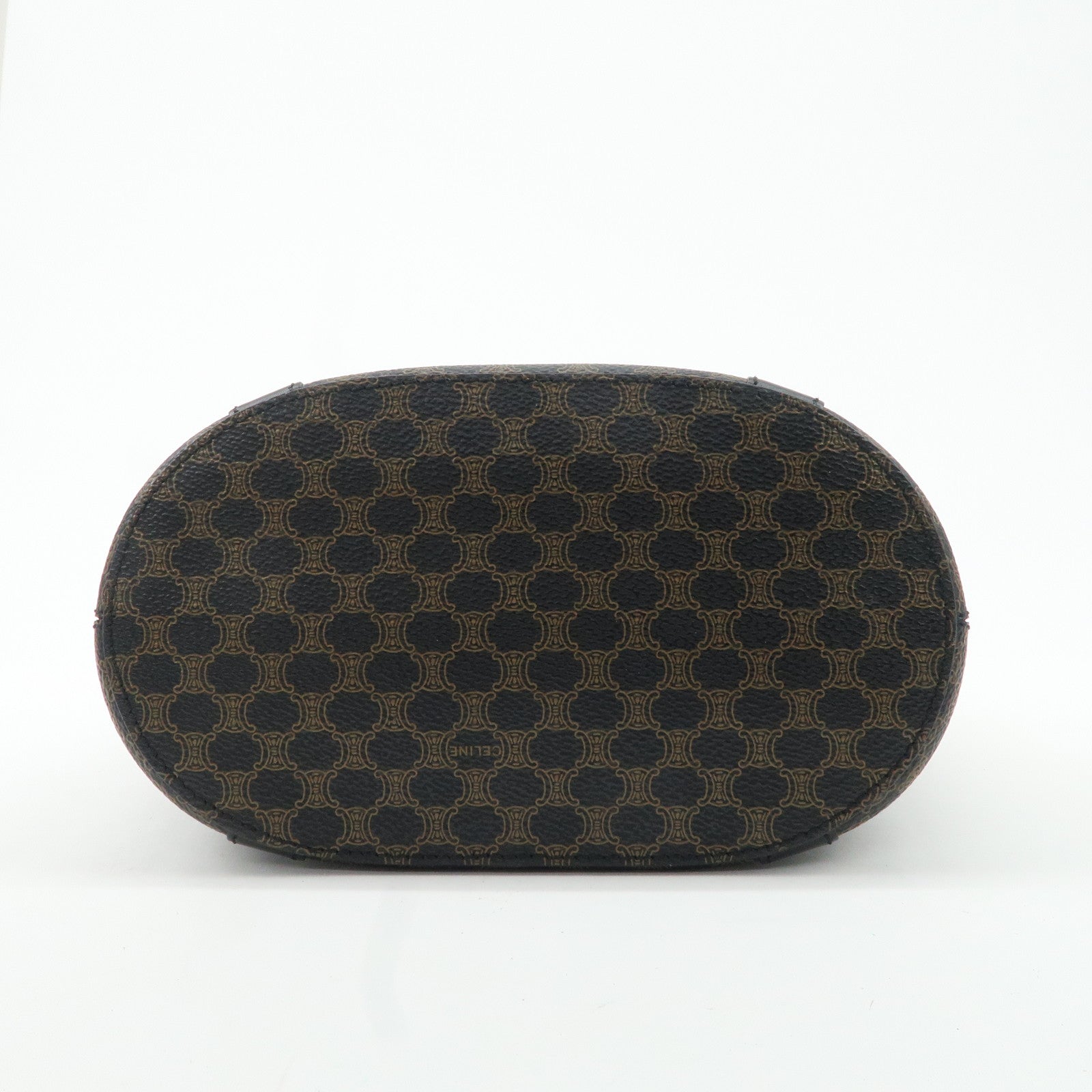 CELINE Macadam PVC Leather Tote Bag Shoulder Bag Brown Black Used