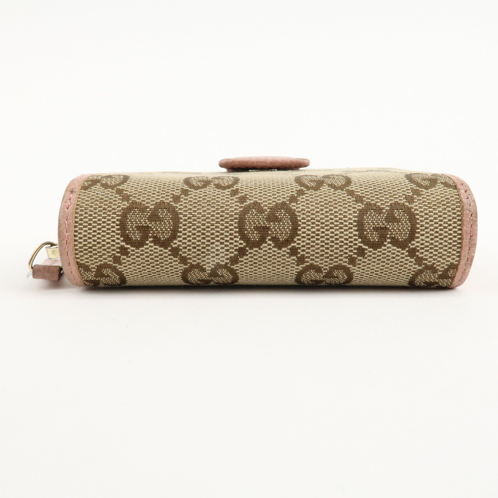 GUCCI GG Canvas Leather Bifold Wallet Beige Pink 346056 Used