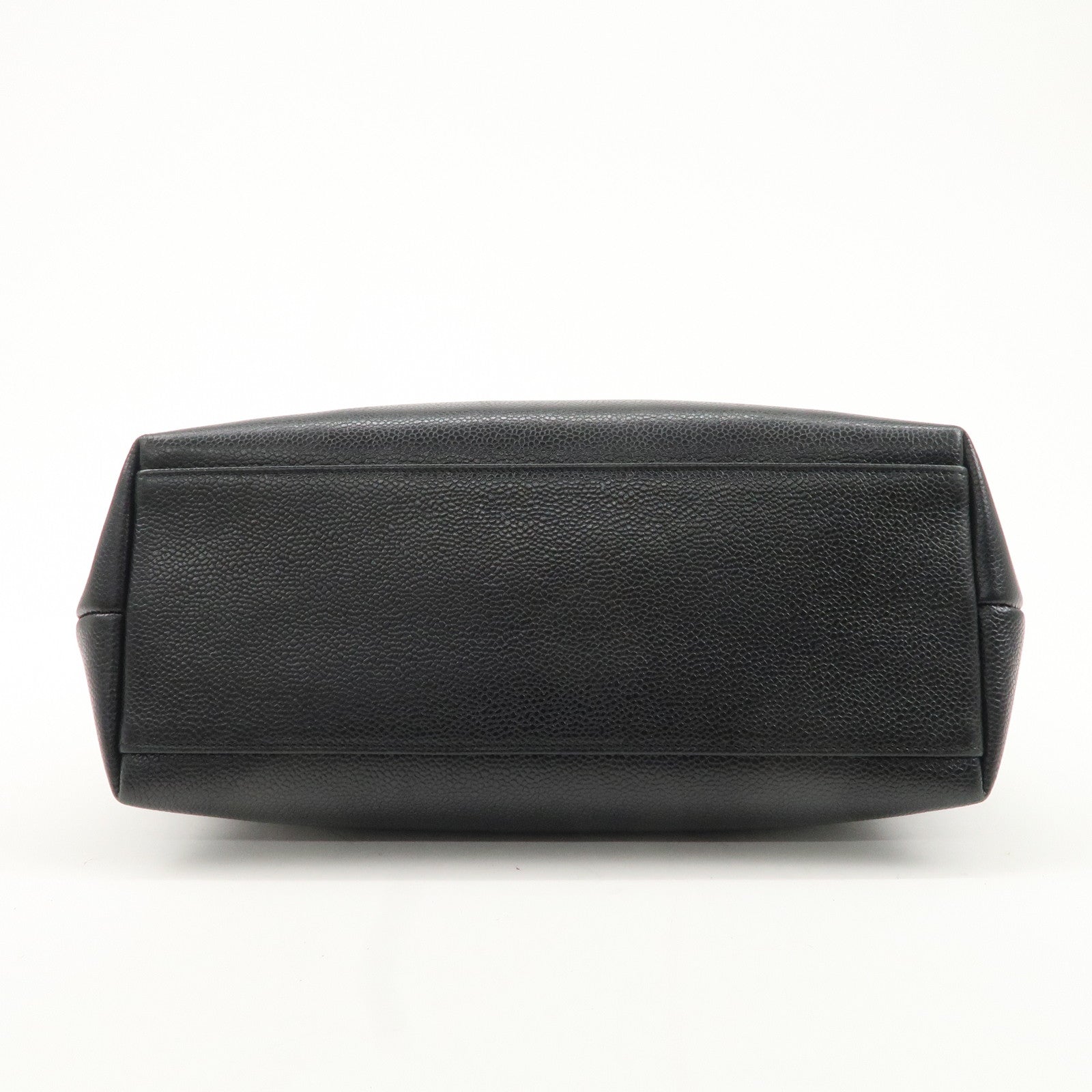 CHANEL Caviar Skin COCO Mark Chain Tote Bag Shoulder Bag Black Used