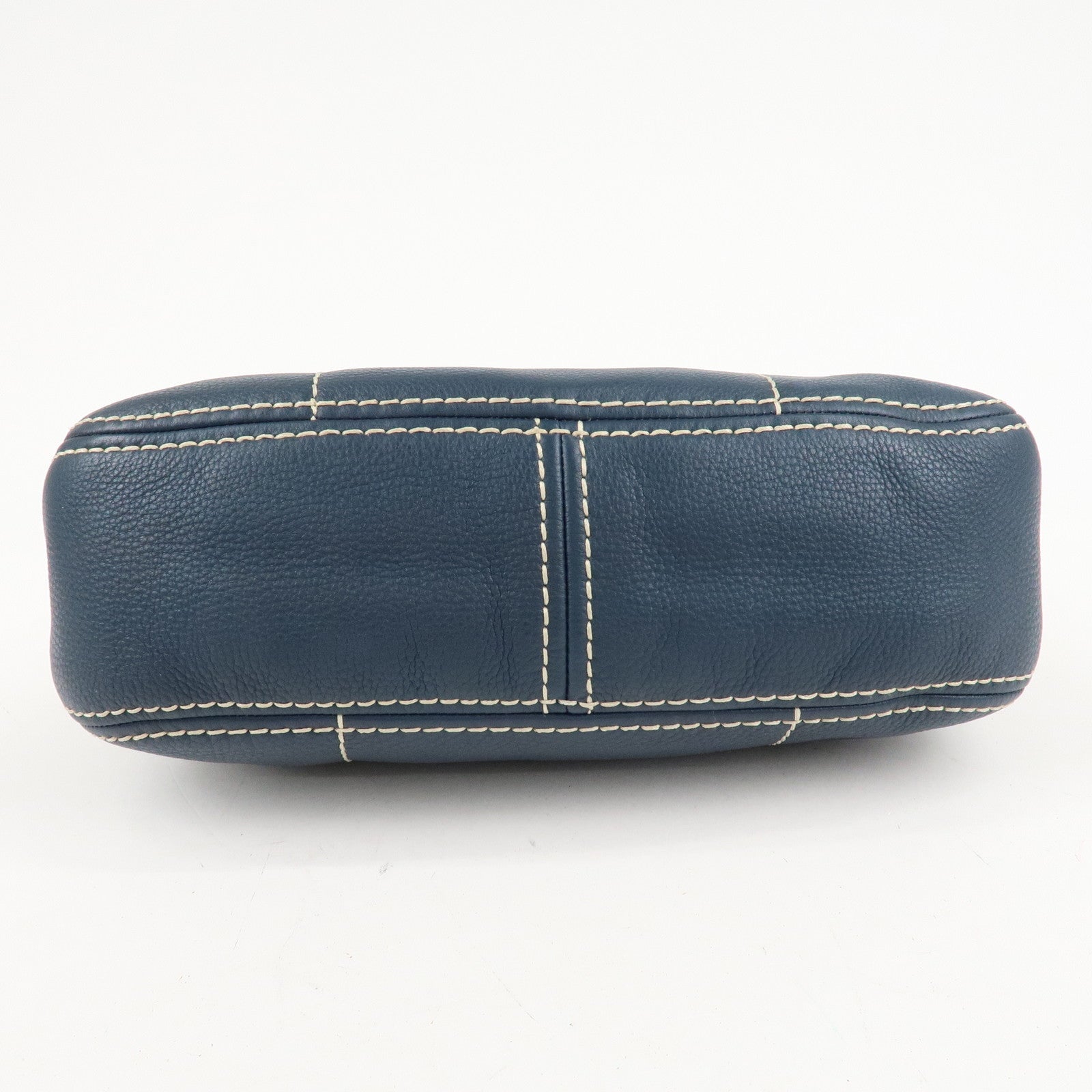 PRADA Soft Calf Leather Shoulder Bag Hand Bag Blue BR4690 Used