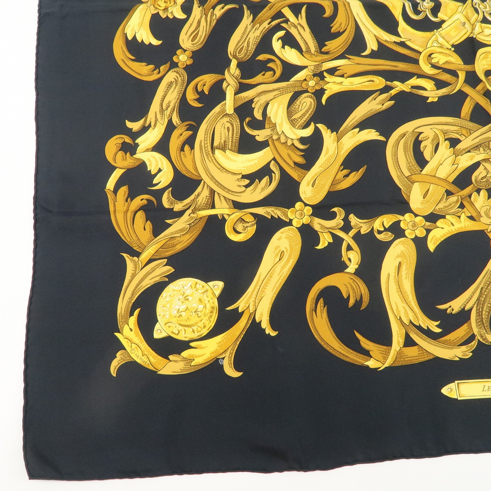 HERMES Silk 100% Carre 90 Scarf LE MORS A LA CONETABLE Used