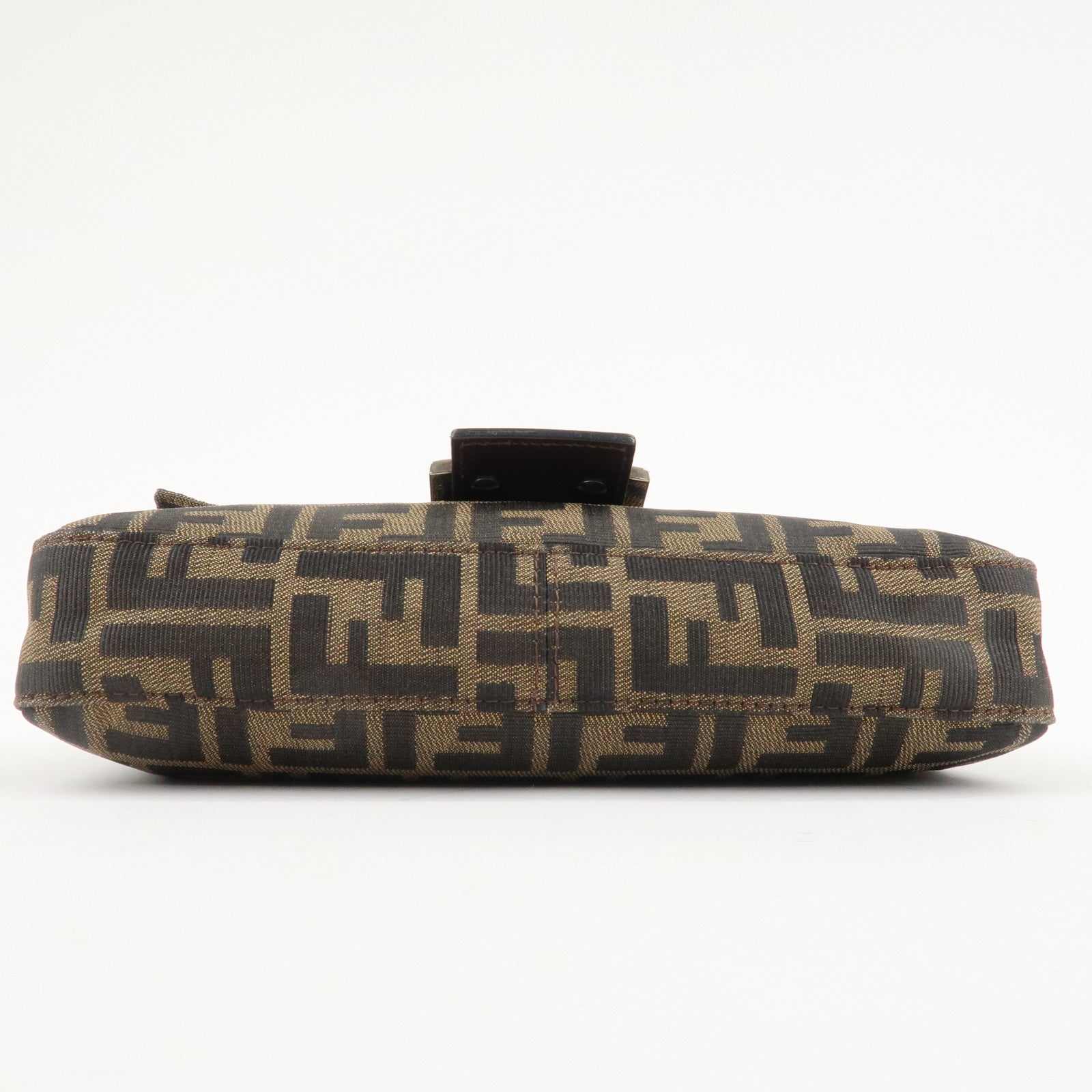 FENDI Mamma Baguette Zucca Canvas Shoulder Bag Brown Black 26424 Used