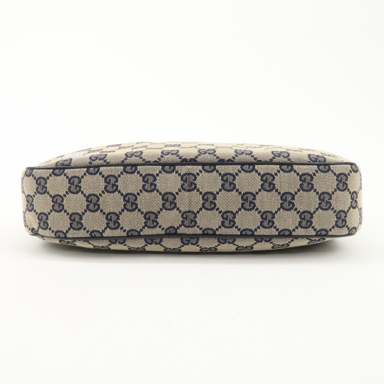 GUCCI Sherry GG Canvas Leather Shoulder Bag Beige Navy 145757 Used