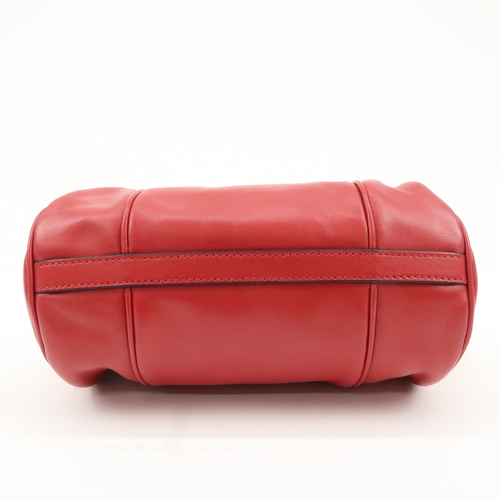 MIU MIU Logo Leather 2Way Shoulder Bag Hand Bag Red 5BH152 Used