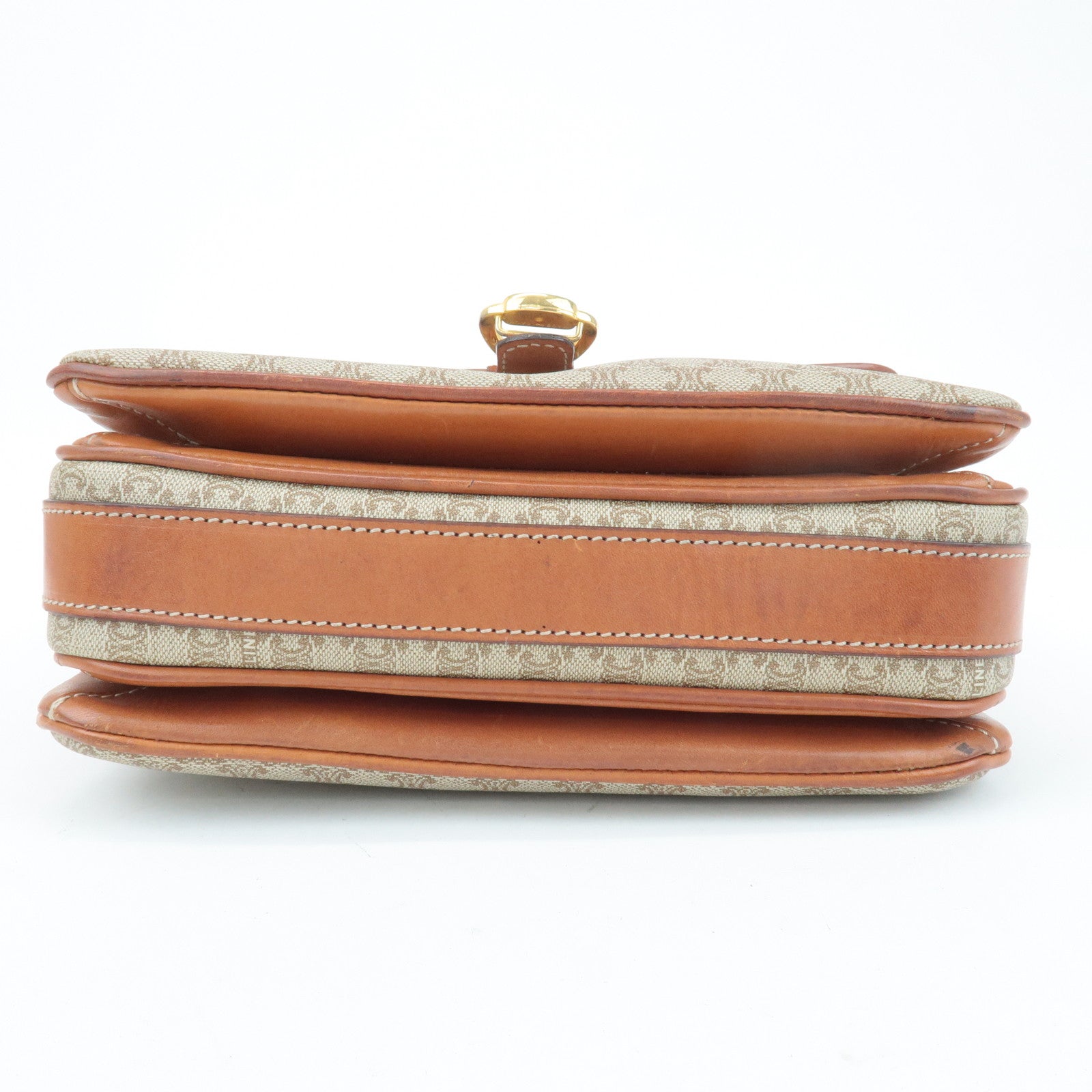 CELINE Macadam PVC Leather Shoulder Bag Beige Brown Used