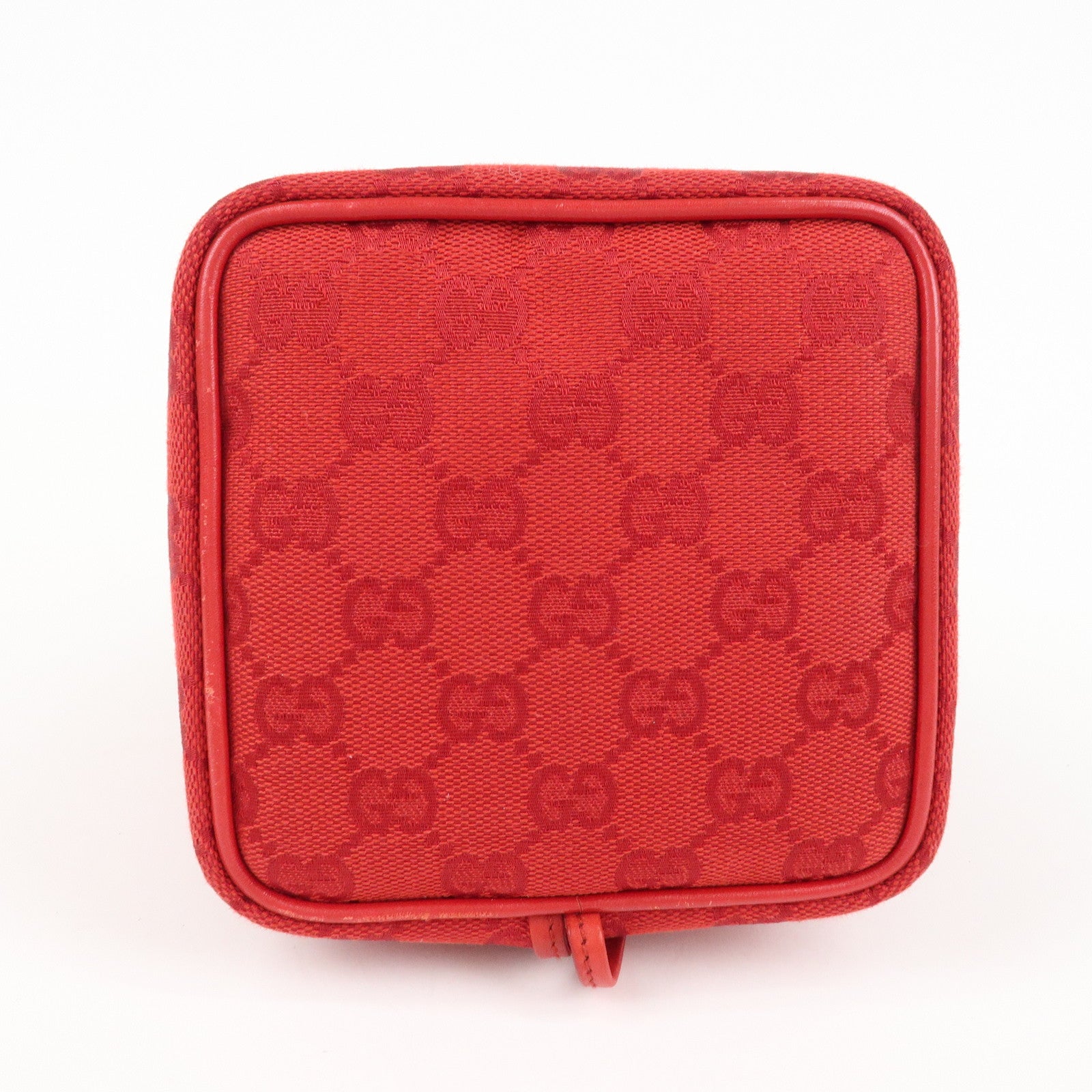 GUCCI GG Canvas Leather Drawstring Pouch Hand Bag 039.0973 Used