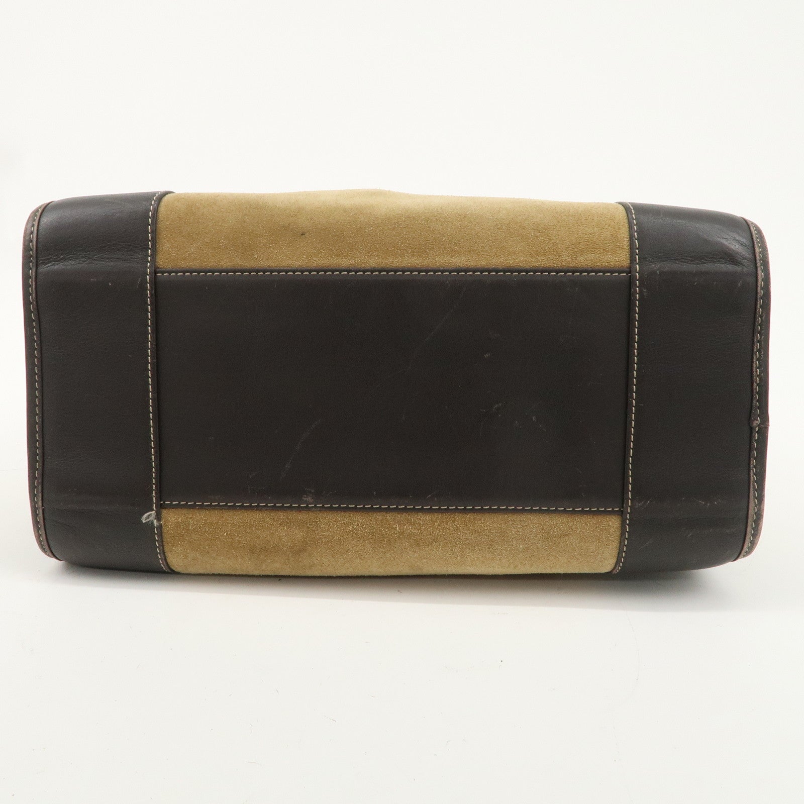 LOEWE Anagram Suede Leather Amazona 32 Hand Bag Beige Brown Used