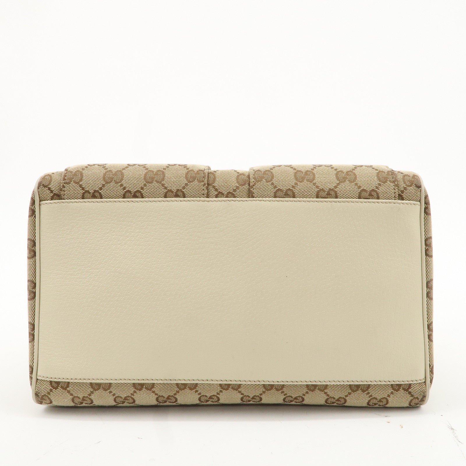 GUCCI Abbey GG Canvas Leather Mini Boston Bag Beige Ivory 153026 Used