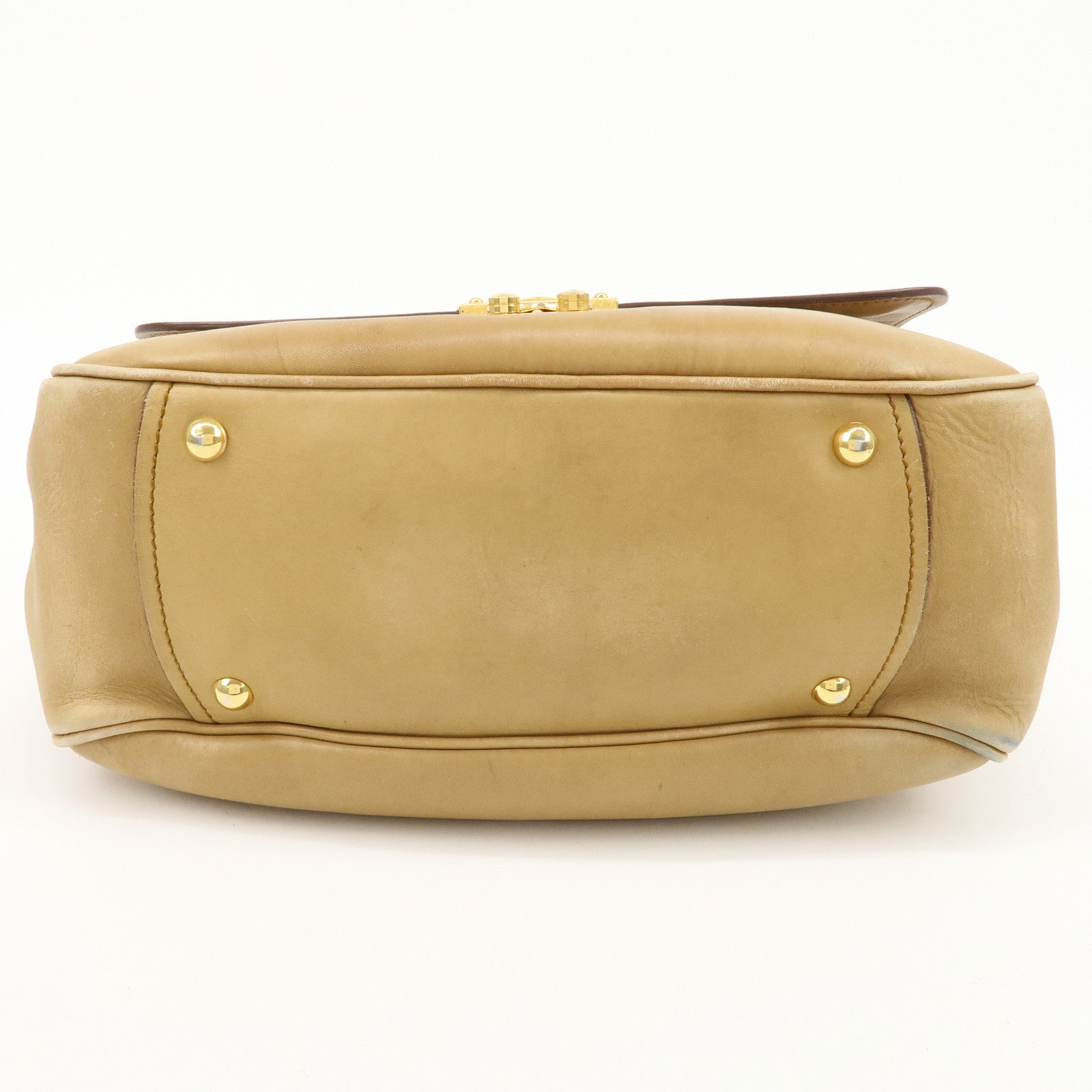MIU MIU Leather 2Way Shoulder Bag Hand Bag Beige Used