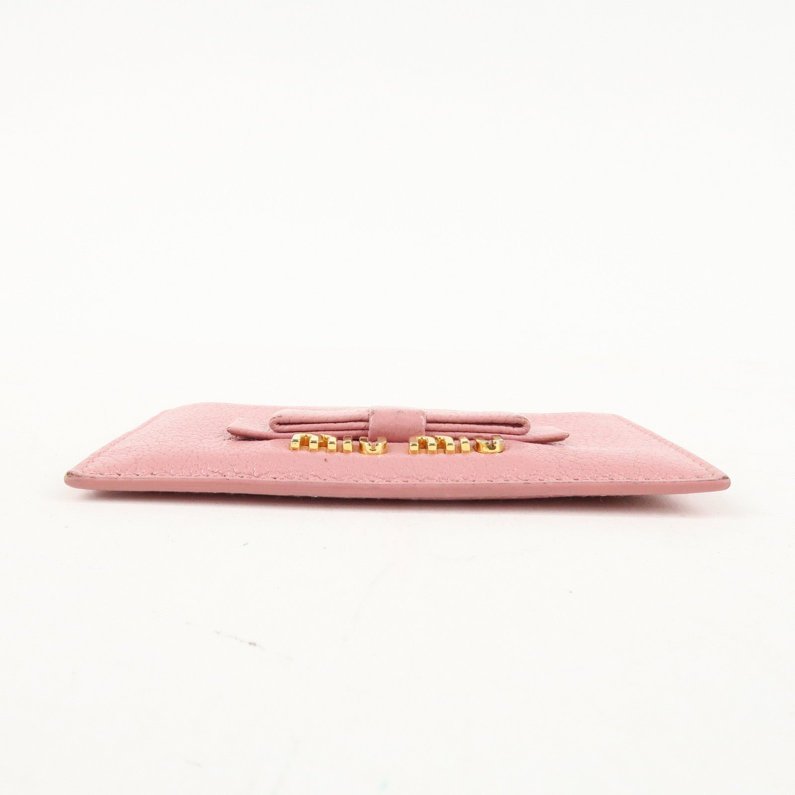 MIU MIU Leather Ribbon Card Case Pink Used