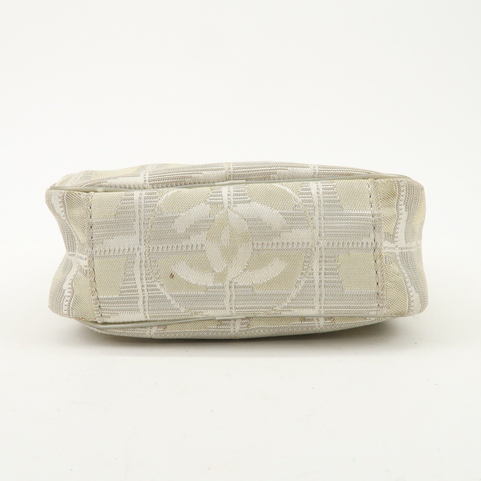 CHANEL New Travel Line Nylon Jacquard Leather Shoulder Bag Used