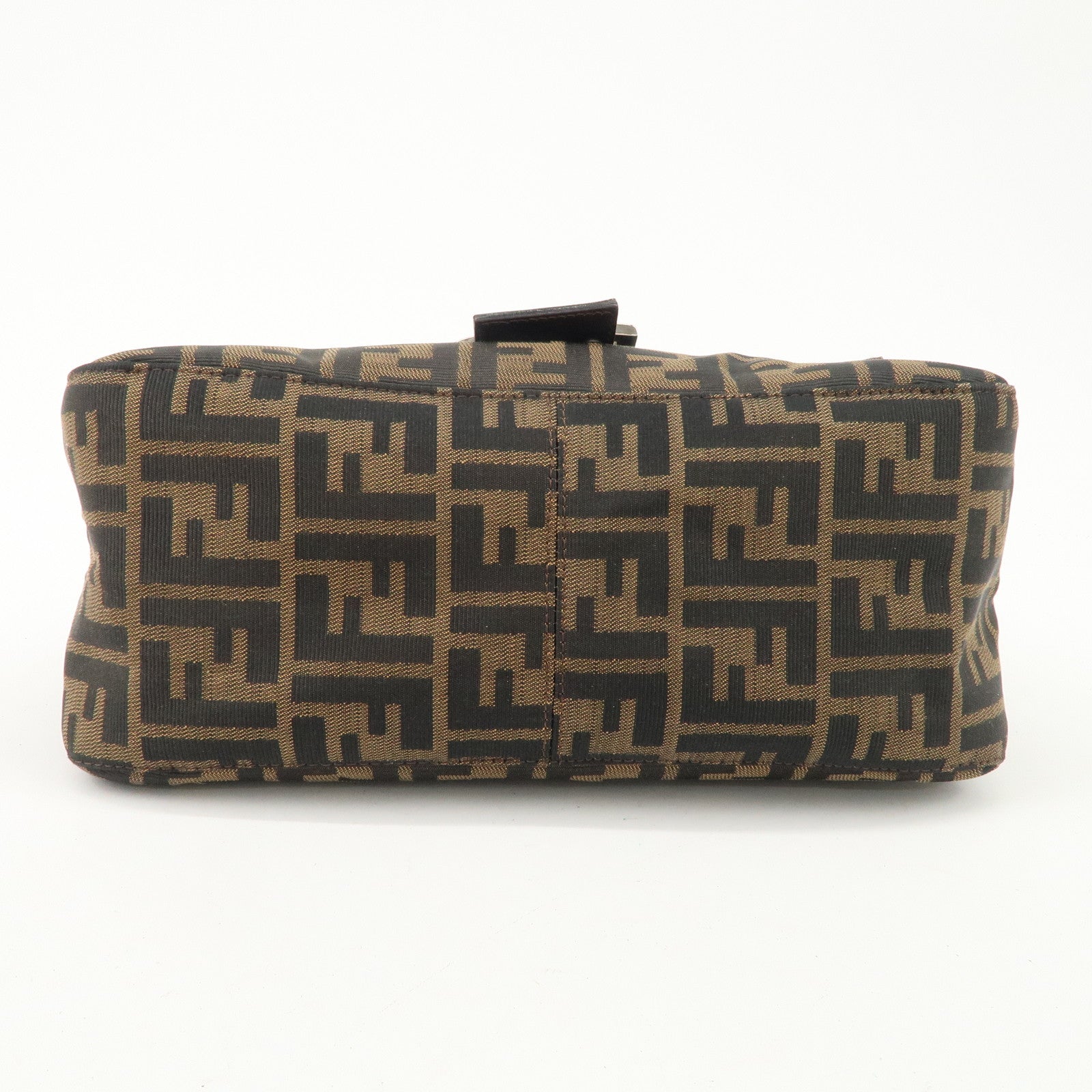 FENDI Mamma Baguette Canvas Leather Shoulder Bag Silver HDW 26325 Used