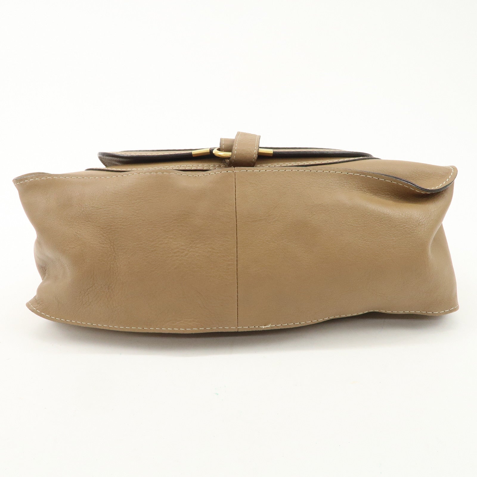 Chloe Marcie Leather Tote Bag Hand Bag Shoulder Bag Beige Used