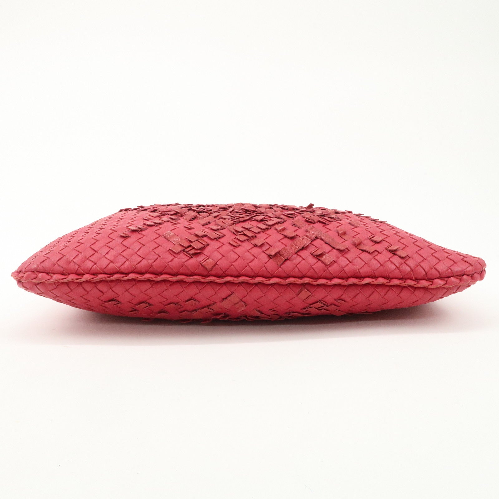 BOTTEGA VENETA Intrecciato Leather Shoulder Bag Red 115654 Used