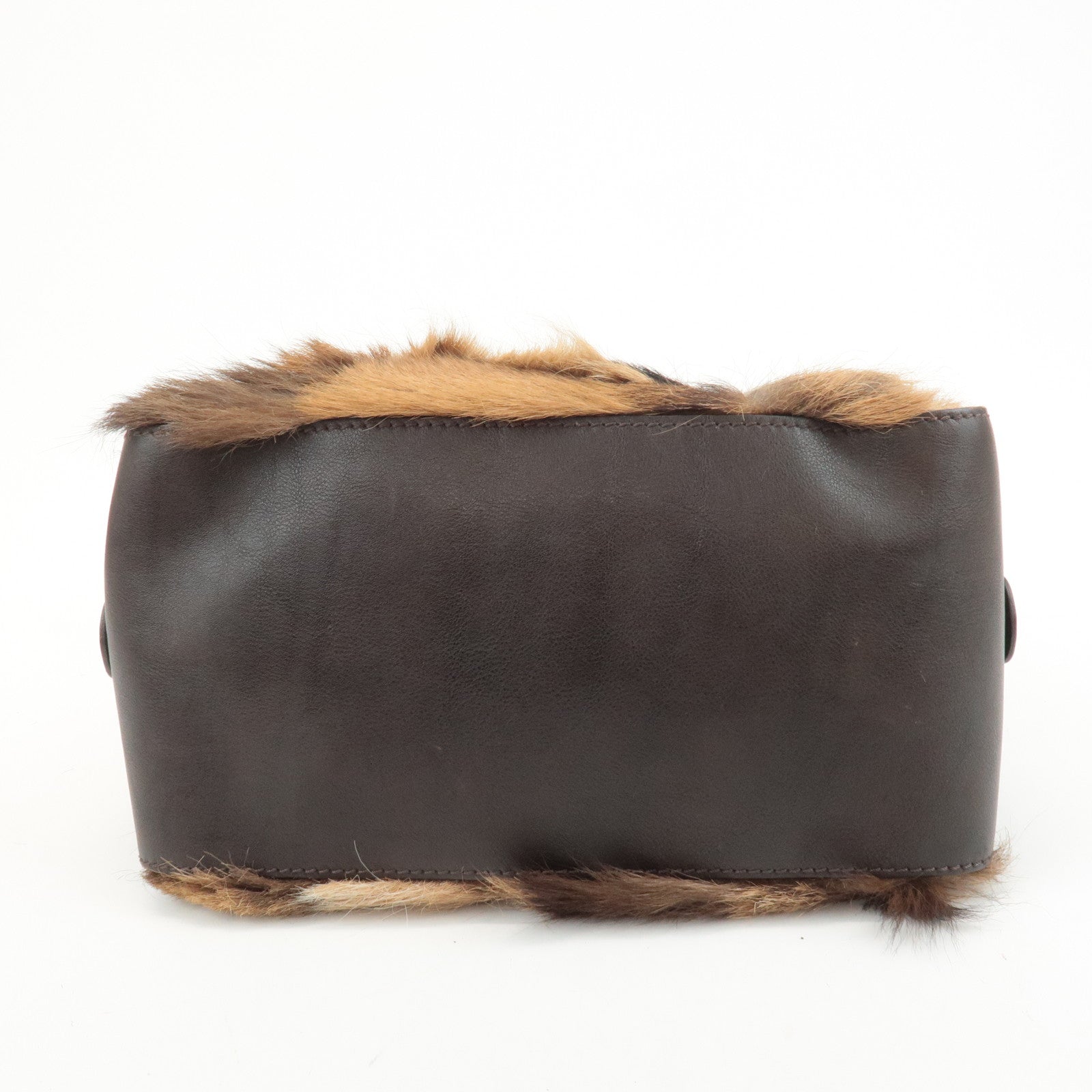 FENDI Unborn Calf Leather Hand Bag Shoulder Bag Brown 8BR286 Used