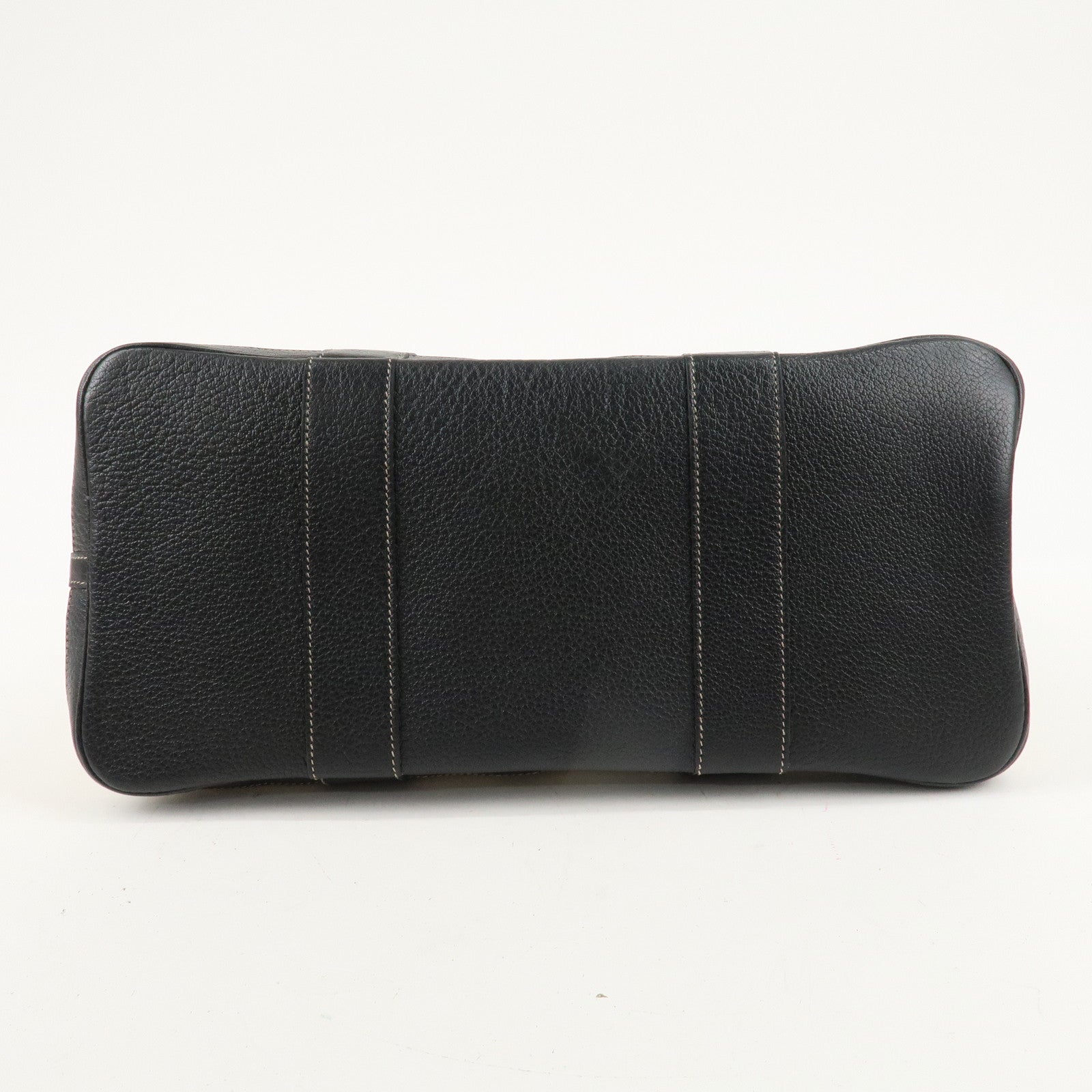 HERMES ToileOfficier Leather Garden Party PM J Stamped Tote Bag Used