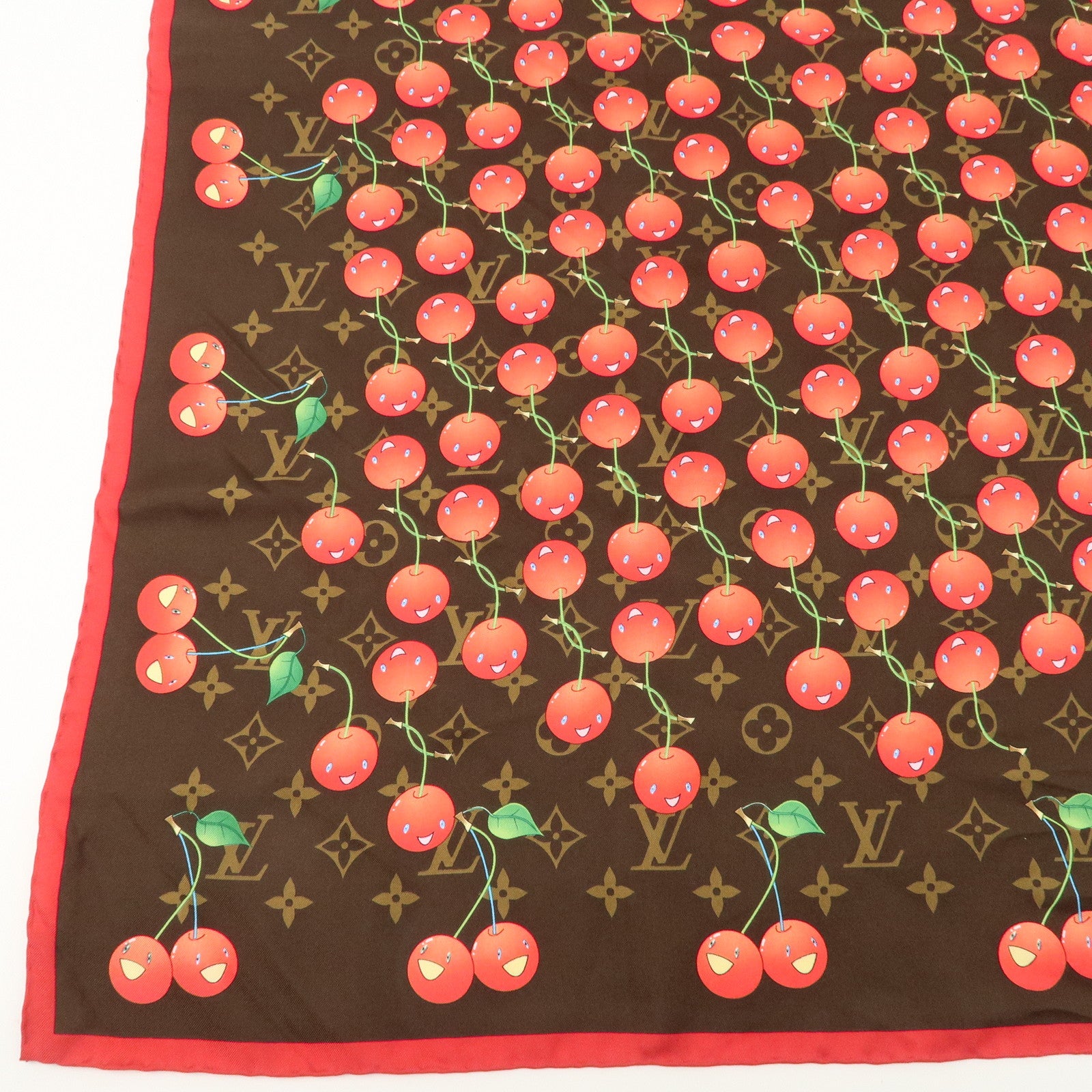 Louis Vuitton Monogram Cherry Silk 100% Scarf M71962 Used
