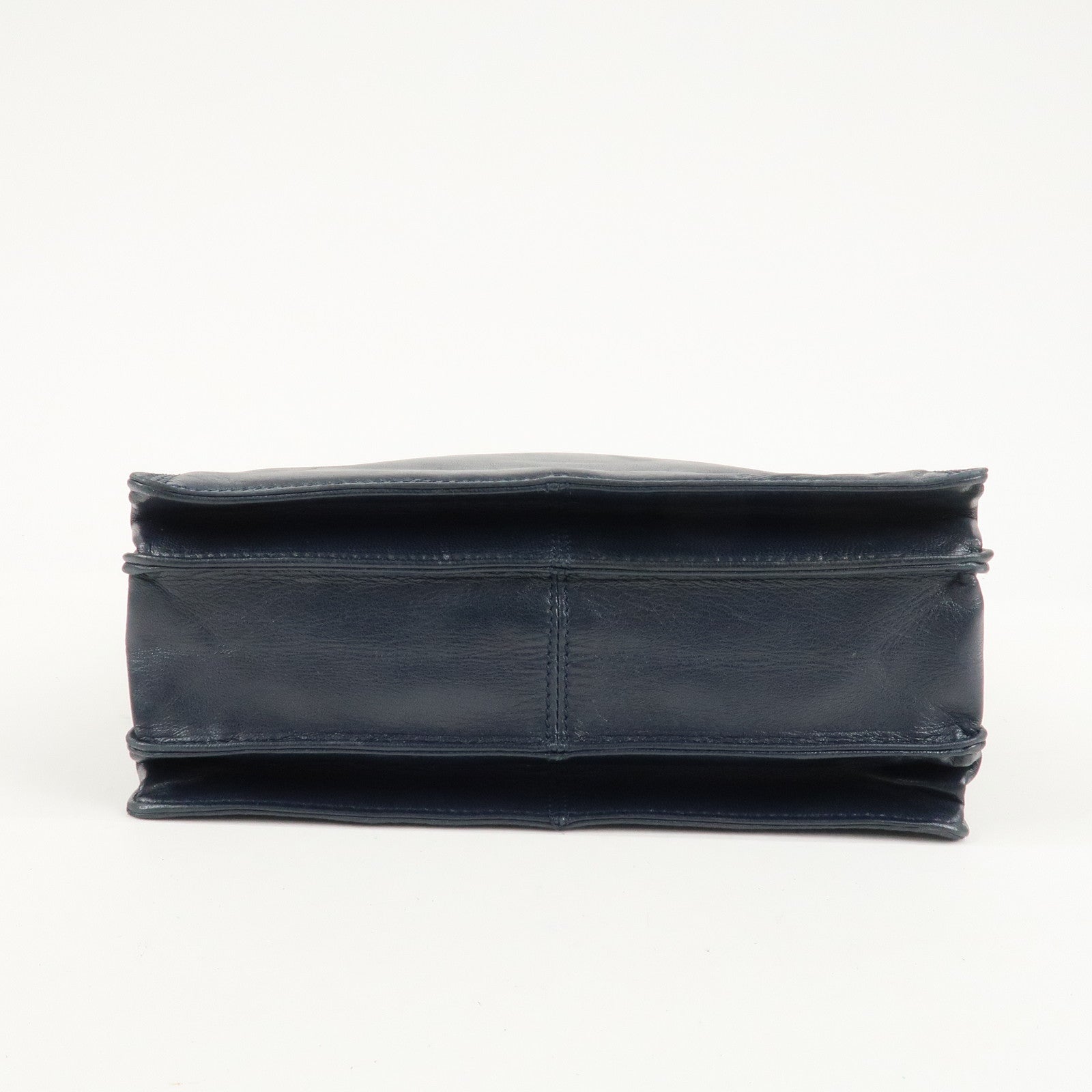LOEWE Anagram Leather Shoulder Bag Navy Used