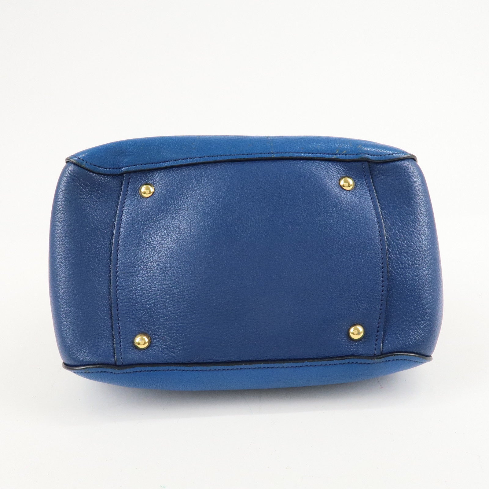 MIU MIU Leather 2Way Shoulder Bag Hand Bag Blue Gold HDW Used