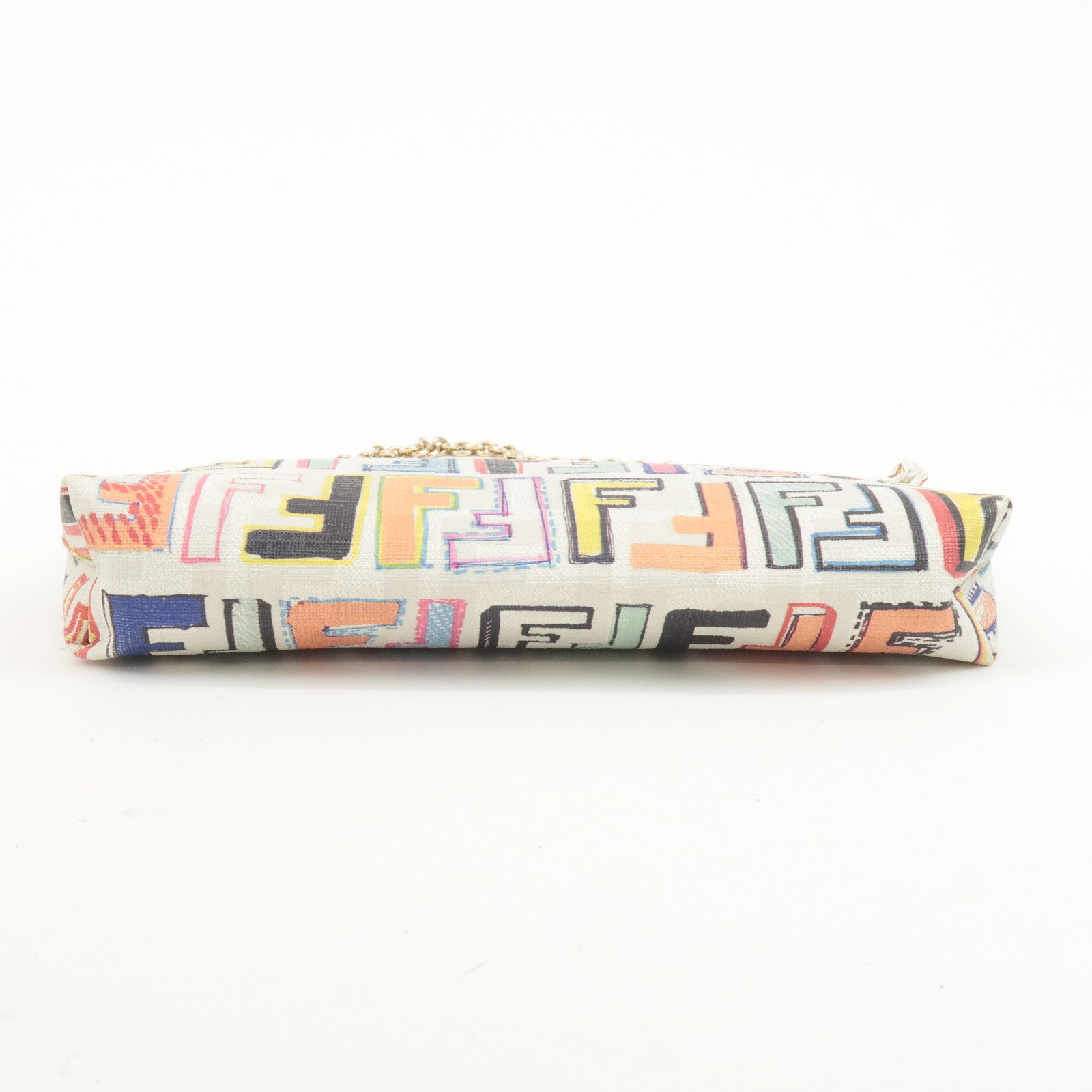 FENDI Zucca Print PVC Chain Accessory Pouch Multicolor 8BR592 Used