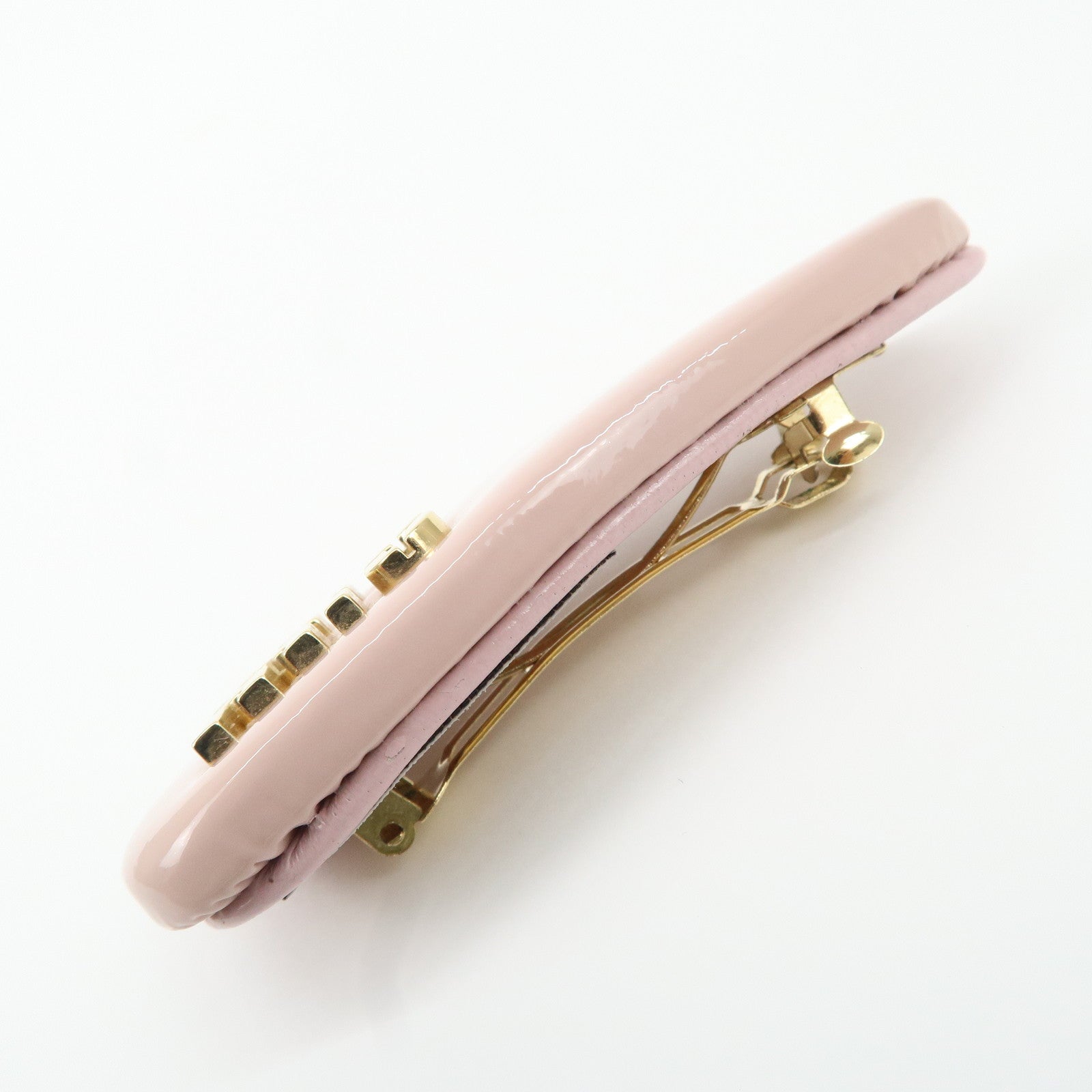 MIU MIU Patent Leather Hair Clip Pink Beige Used