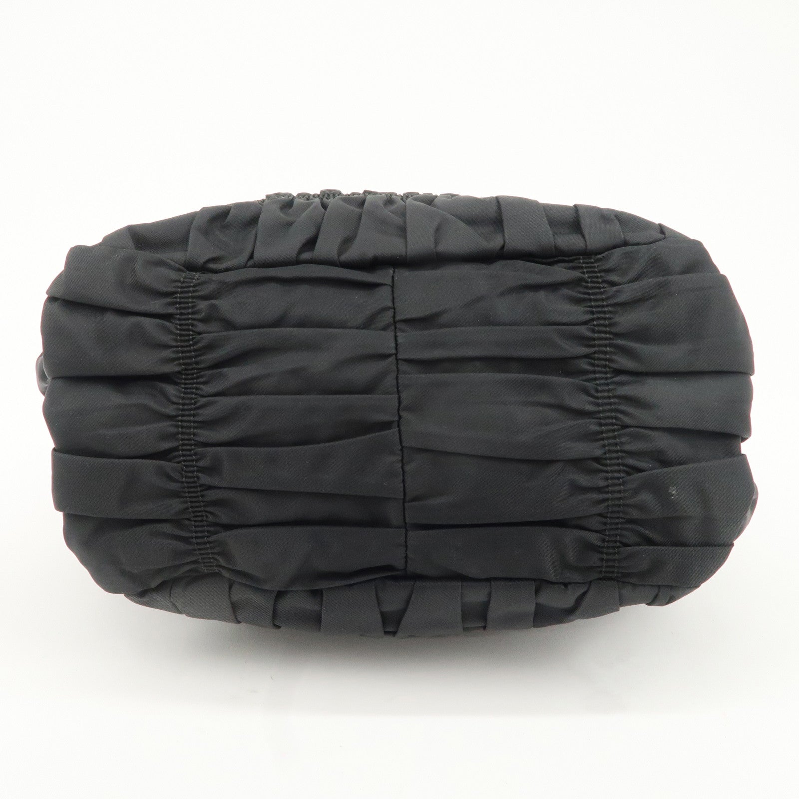 PRADA Logo Nylon Leather Gathered Shoulder Bag BN1616 Used