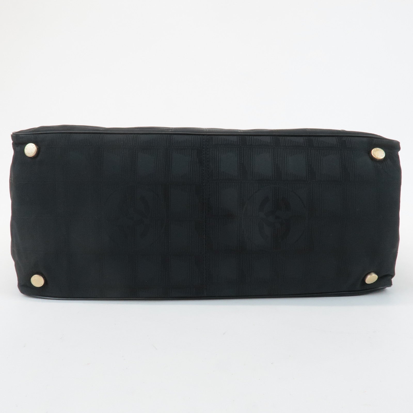 CHANEL New Travel Line Nylon Jacquard Leather Tote Bag A15991 Used