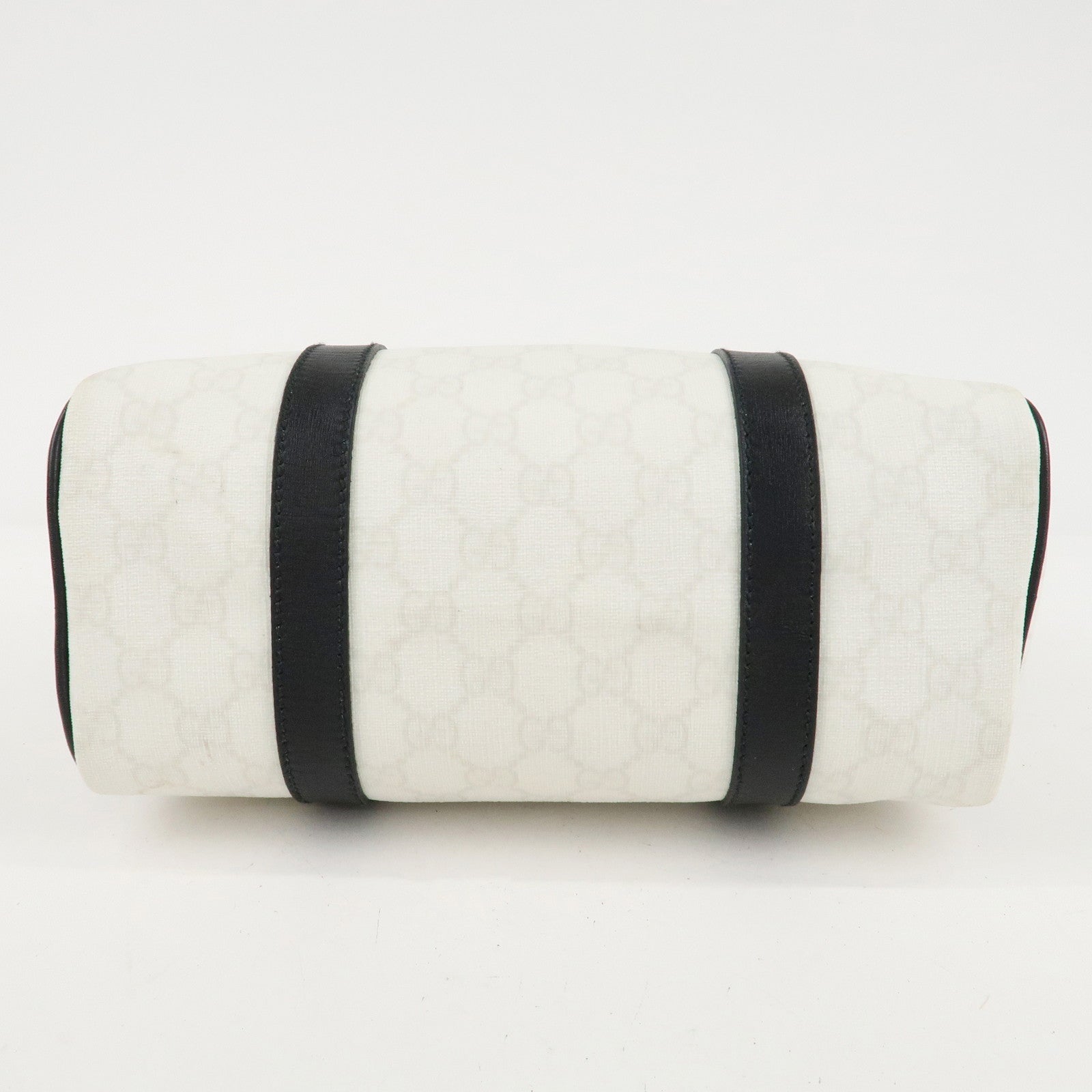 GUCCI GG Supreme Patent Leather Mini Boston Bag Ivory Black 193604 Used