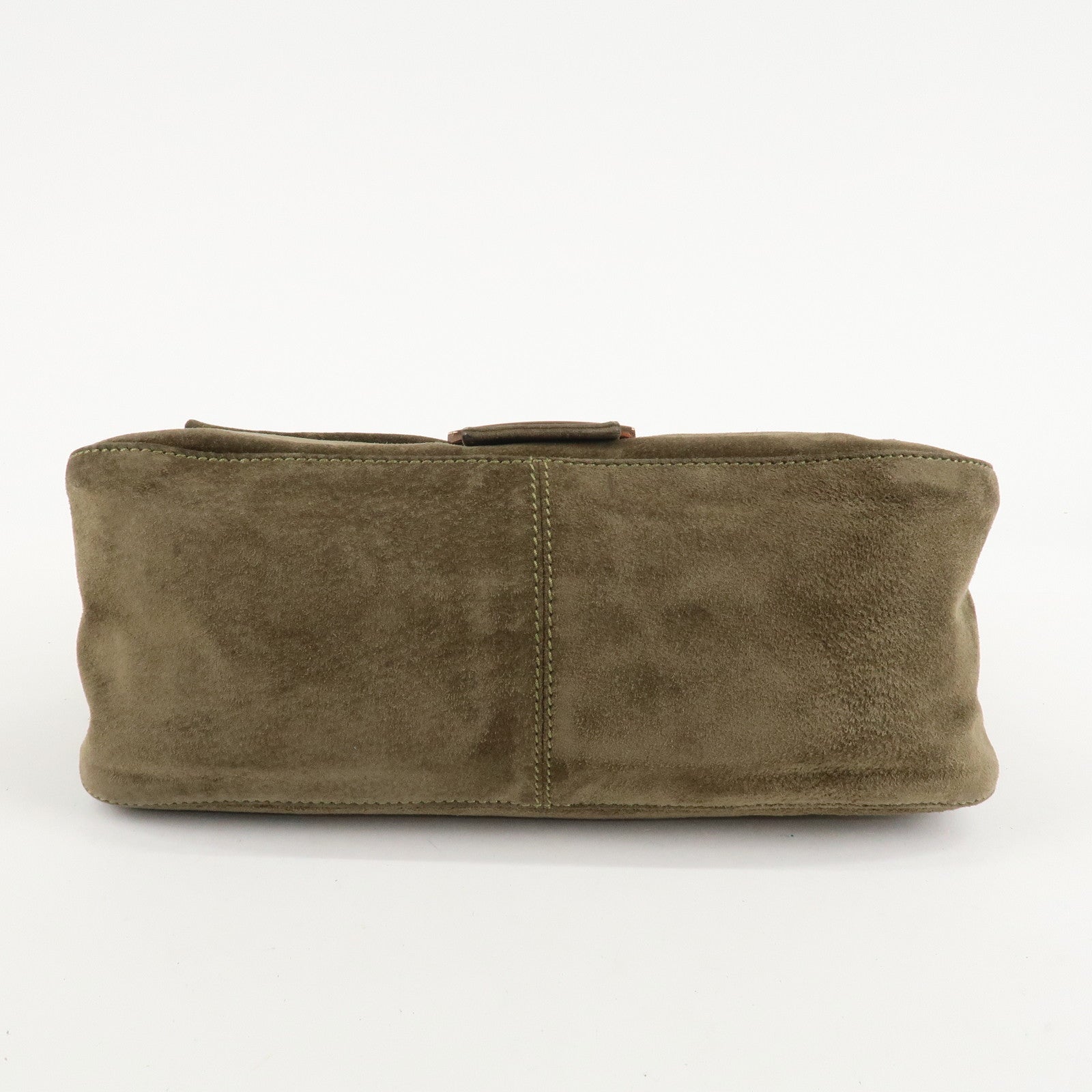 FENDI Mamma Baguette Suede Shoulder Bag Khaki 8BR001 Used