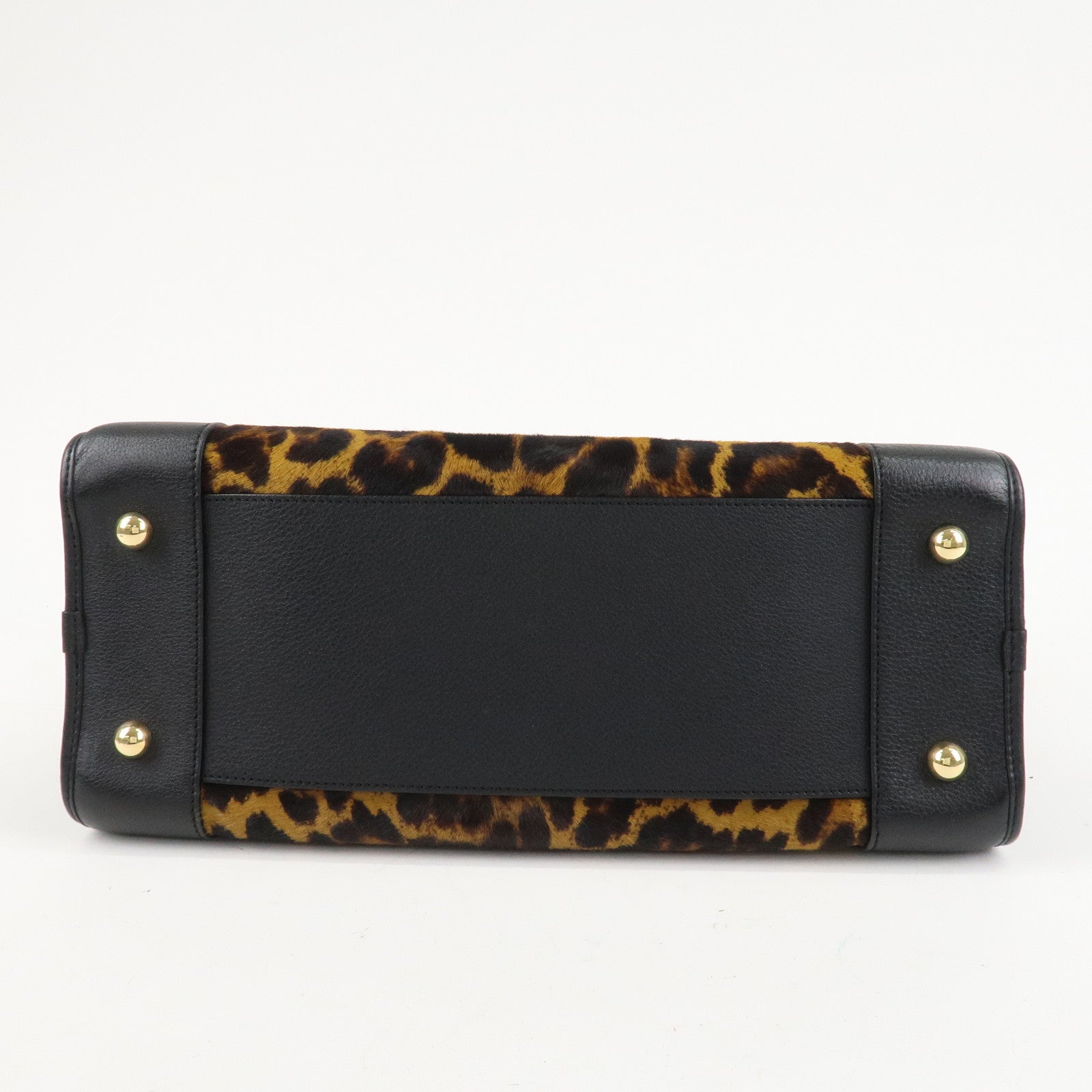 LOEWE Unborn Calf Leather Amasona 36 Hand Bag Brown Black Used