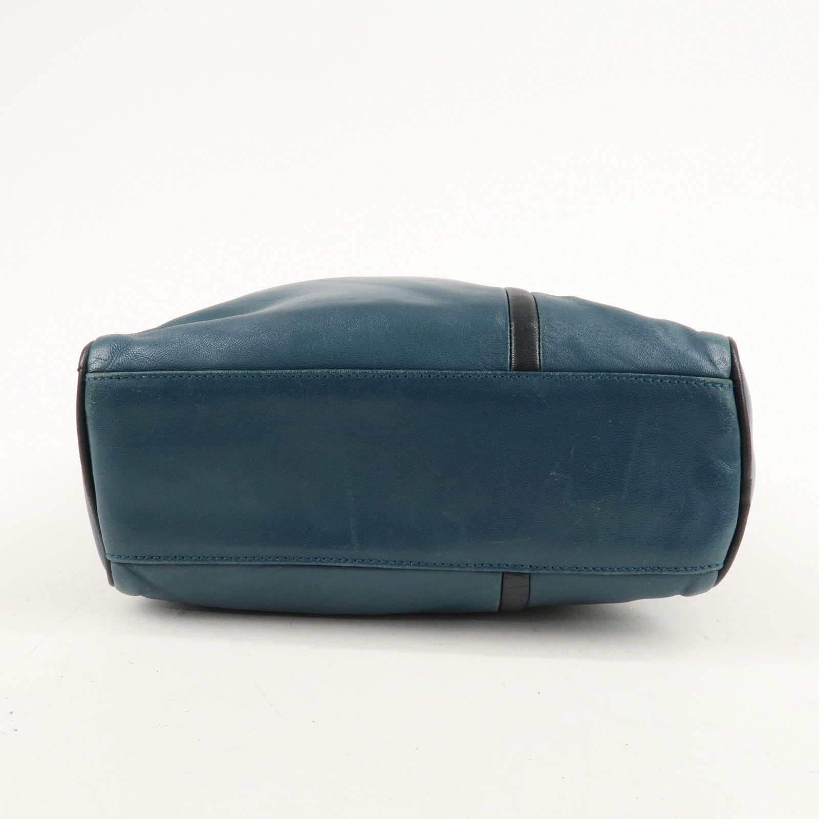 LOEWE Anagram Leather Shoulder Bag Blue Used