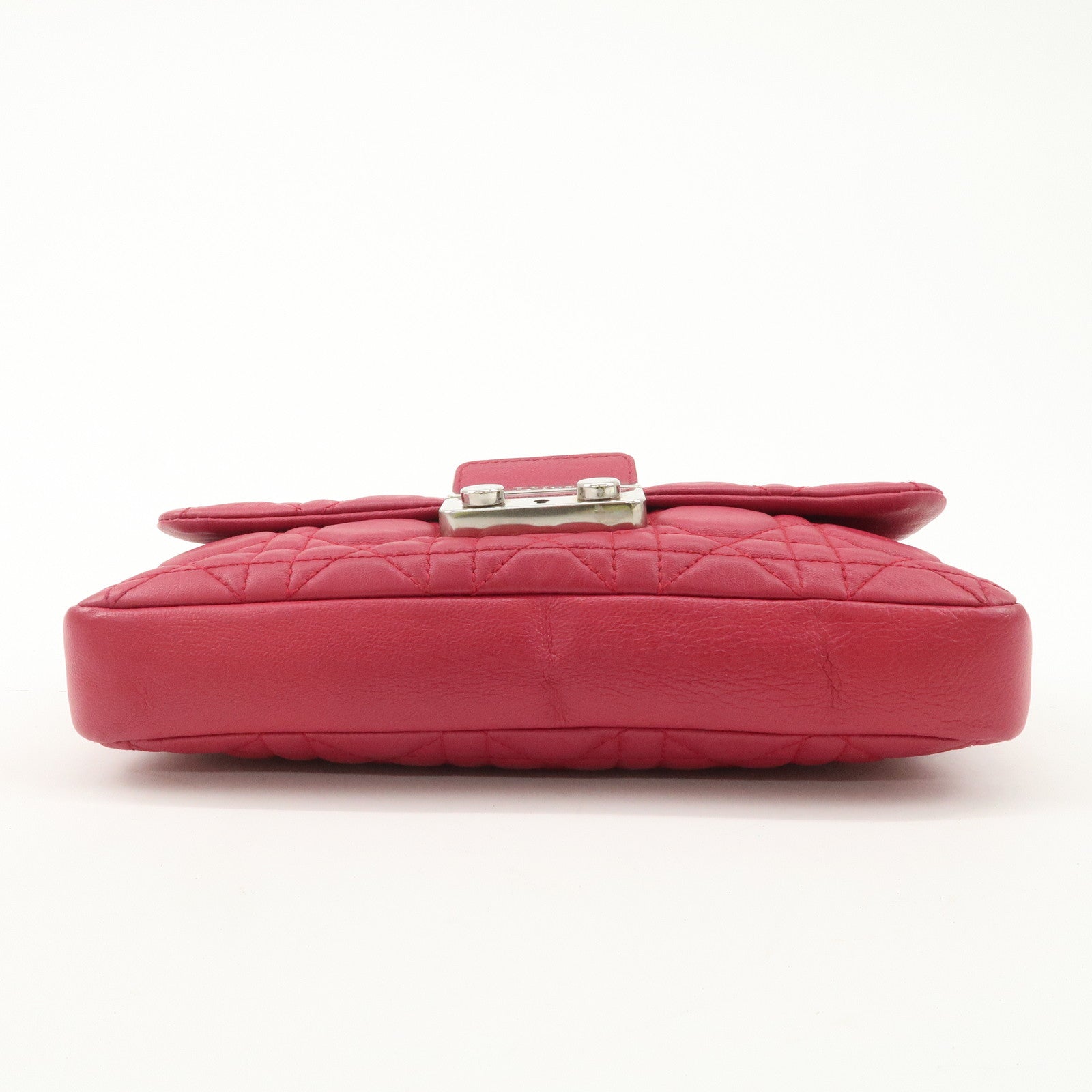 Christian Dior Cannage Leather Chain Shoulder Bag Red Used