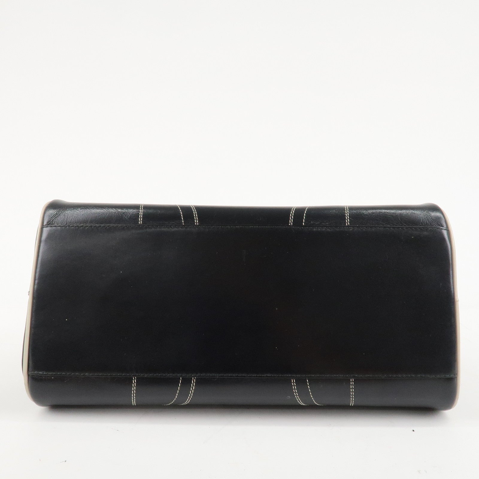 PRADA Leather Mini Boston Bag Shoulder Bag Black Silver HDW Used