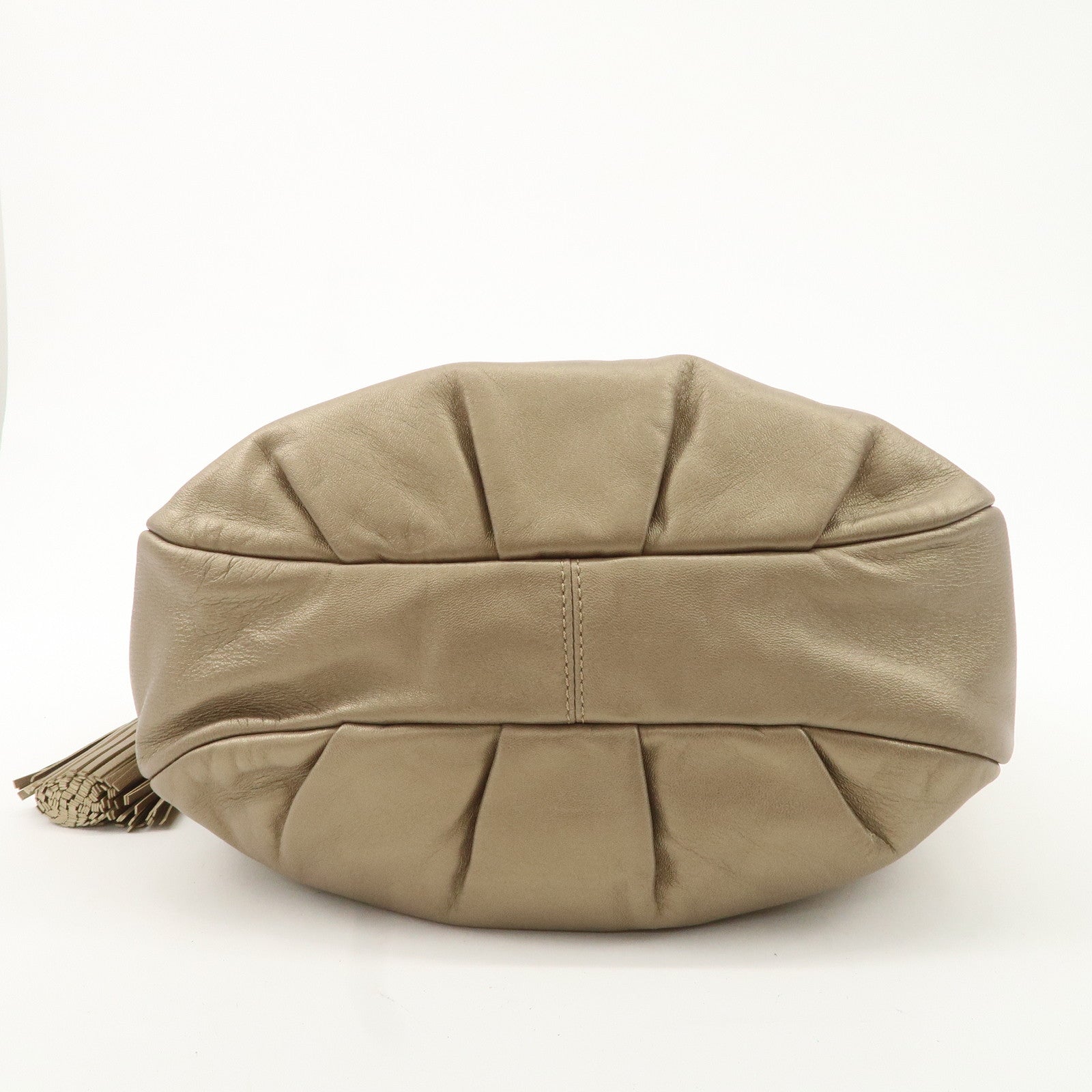 LOEWE Leather Viento One Shoulder Bag Gold Used